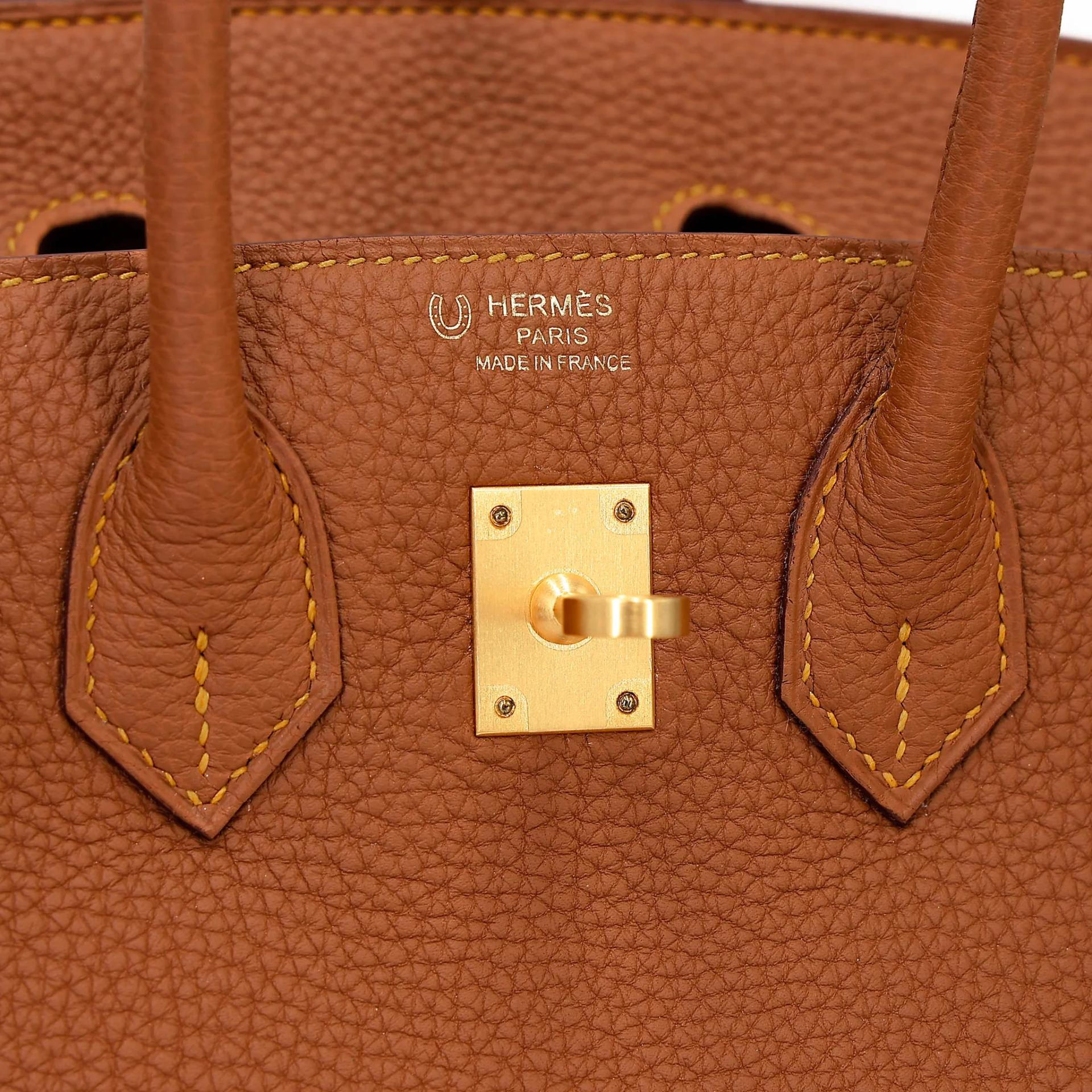 Unused ( Rank NS ) HERMÈS Special Order Birkin 25 HSS Verso Gold (37) Jaune Ambre (9D) Togo Brushed Gold hardware Y (2020) - 10