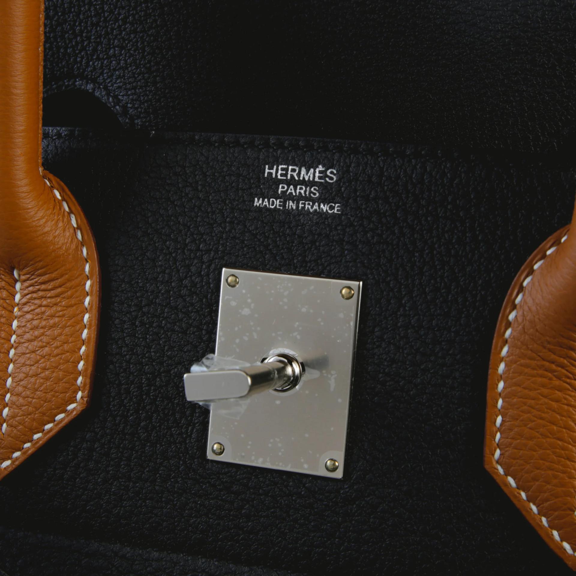 Unused ( Rank NS ) HERMÈS Haut à Courroies HAC 40 Noir (89) Gold (37) Bleu Royal (O8) Togo Palladium hardware W (2024) - 9