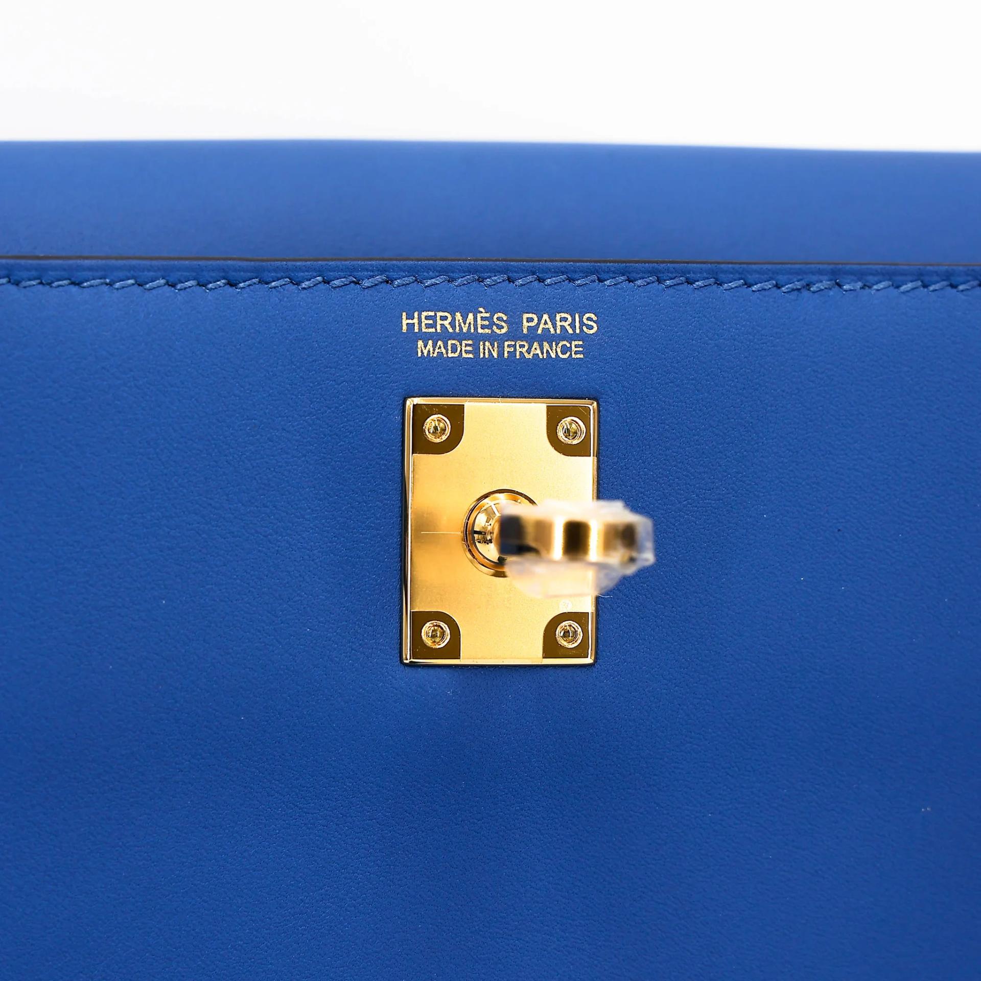Unused ( Rank NS ) HERMÈS Kelly Danse Bleu France (71) Deep Blue (S4) Jonathan Gold hardware U (2022) - 12