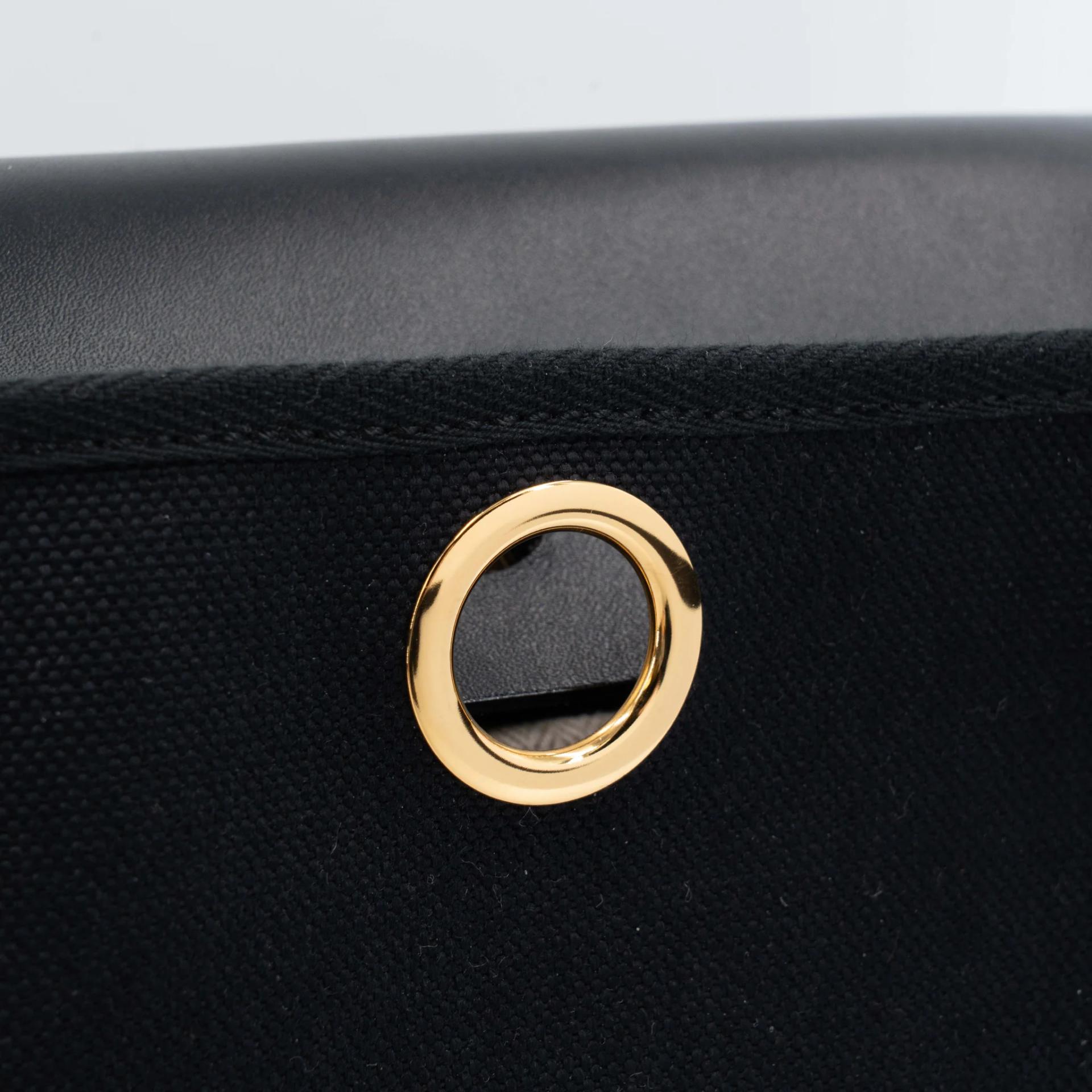 Excellent ( Rank SA ) HERMÈS Herbag Zip Mini 20 Noir (89) Toile Militaire canvas Vache Hunter Gold hardware K (2025) - 15
