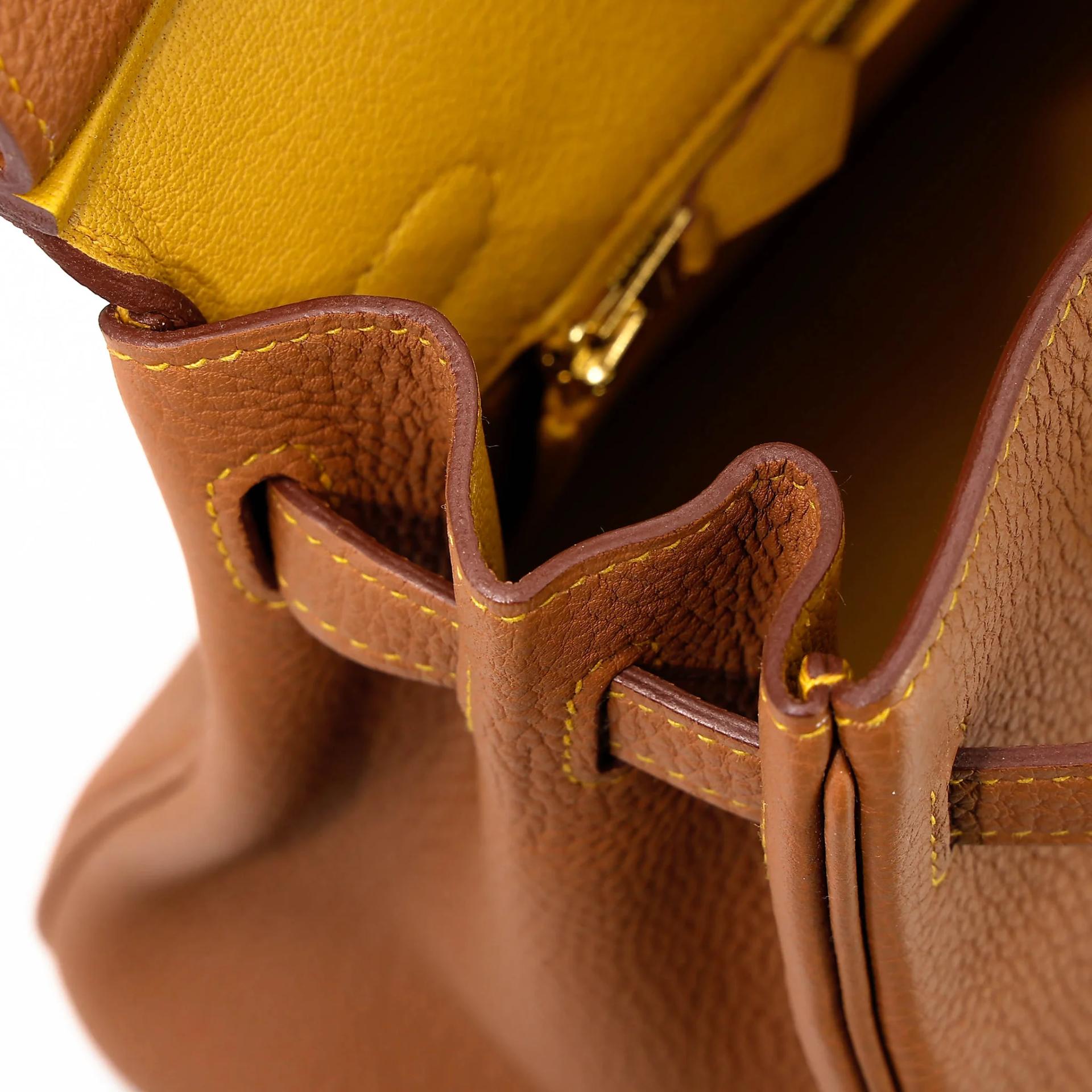 Unused ( Rank NS ) HERMÈS Special Order Birkin 25 HSS Verso Gold (37) Jaune Ambre (9D) Togo Brushed Gold hardware Y (2020) - 15