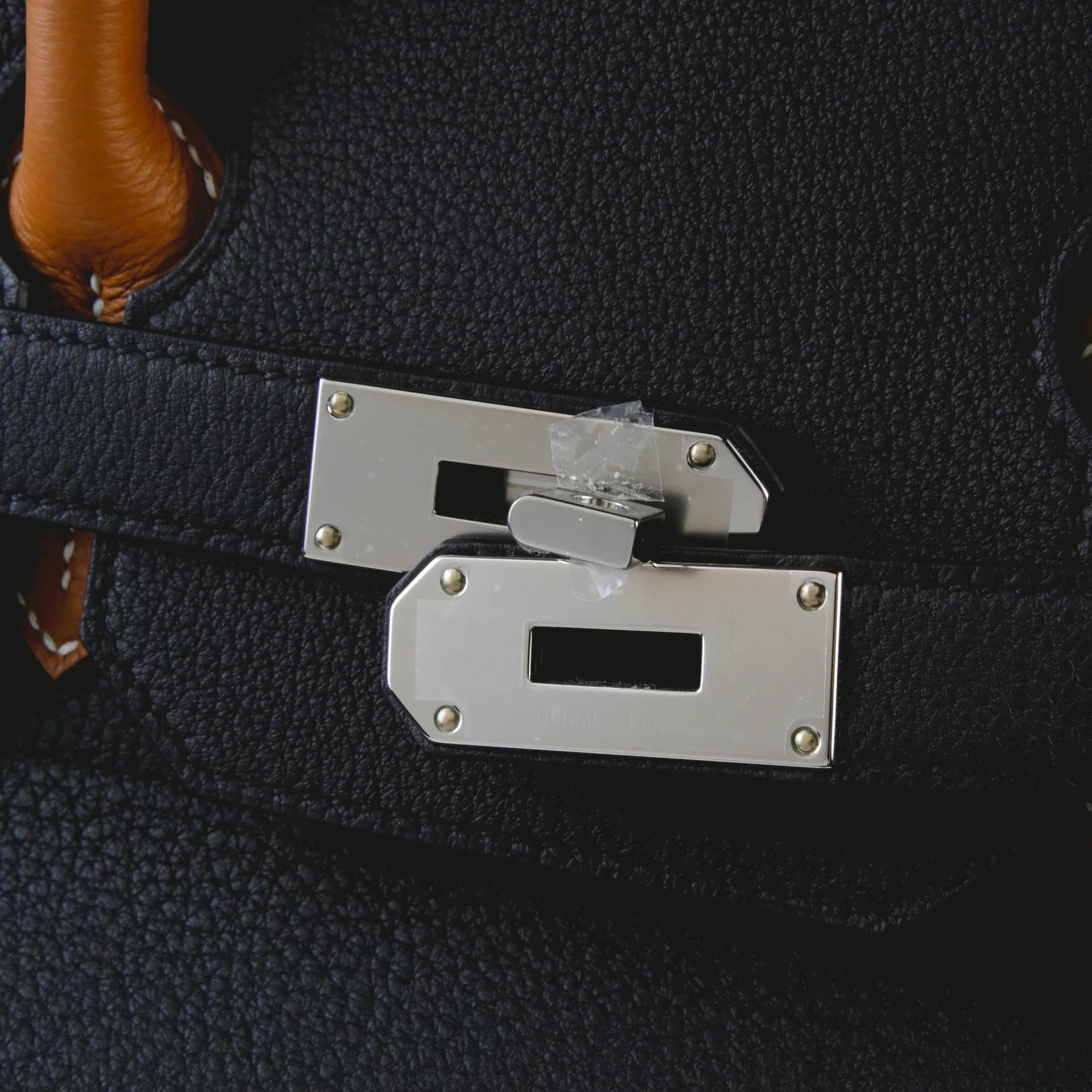 Unused ( Rank NS ) HERMÈS Haut à Courroies HAC 40 Noir (89) Gold (37) Bleu Royal (O8) Togo Palladium hardware W (2024) - 8