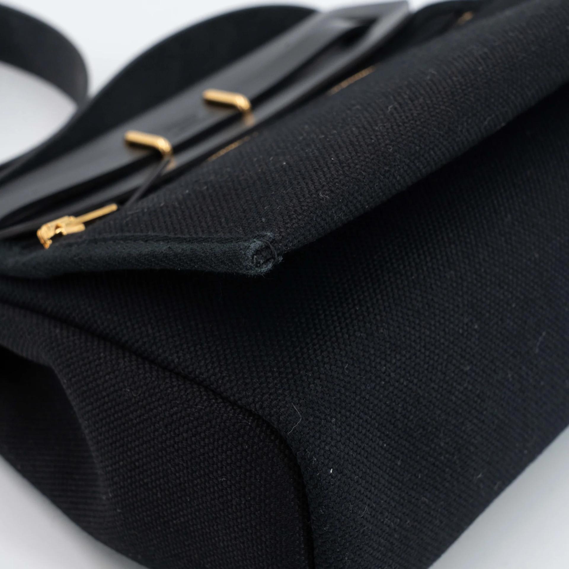 Excellent ( Rank SA ) HERMÈS Herbag Zip Mini 20 Noir (89) Toile Militaire canvas Vache Hunter Gold hardware K (2025) - 8