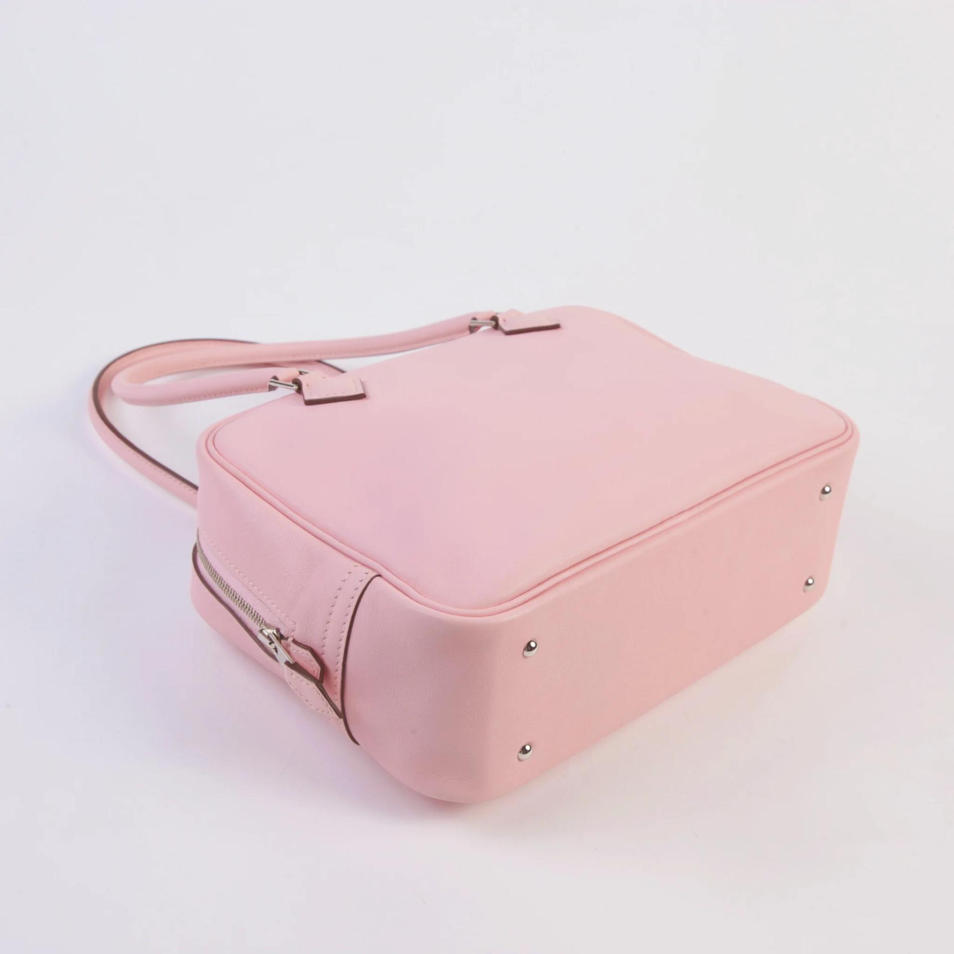 Very Good ( Rank A) HERMÈS Plume Mini Rose Sakura (3Q) Swift Palladium hardware T (2015) - 6