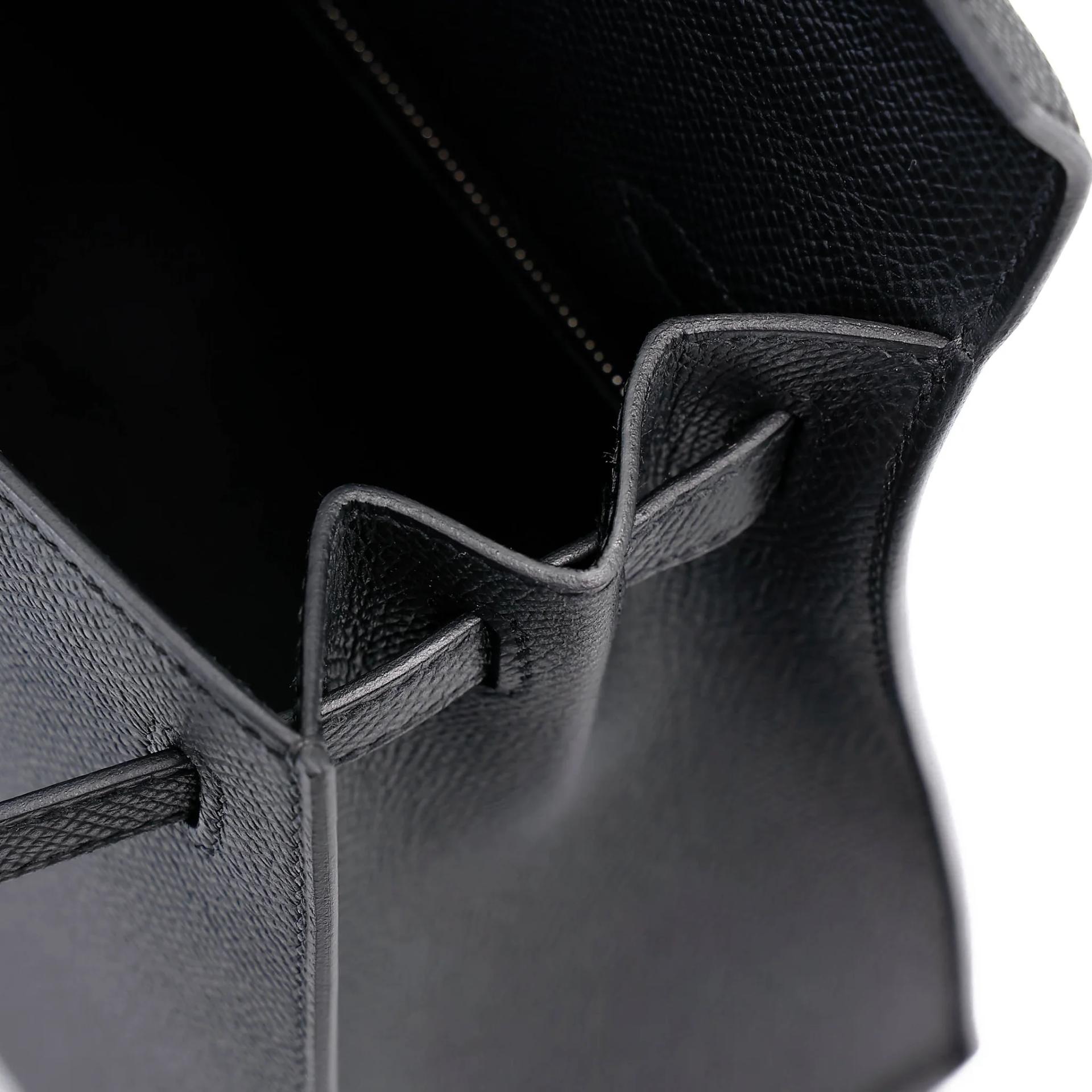 Unused ( Rank NS ) HERMÈS Kelly 25 Sellier Noir (89) Epsom Electrum hardware K (2025) - 17
