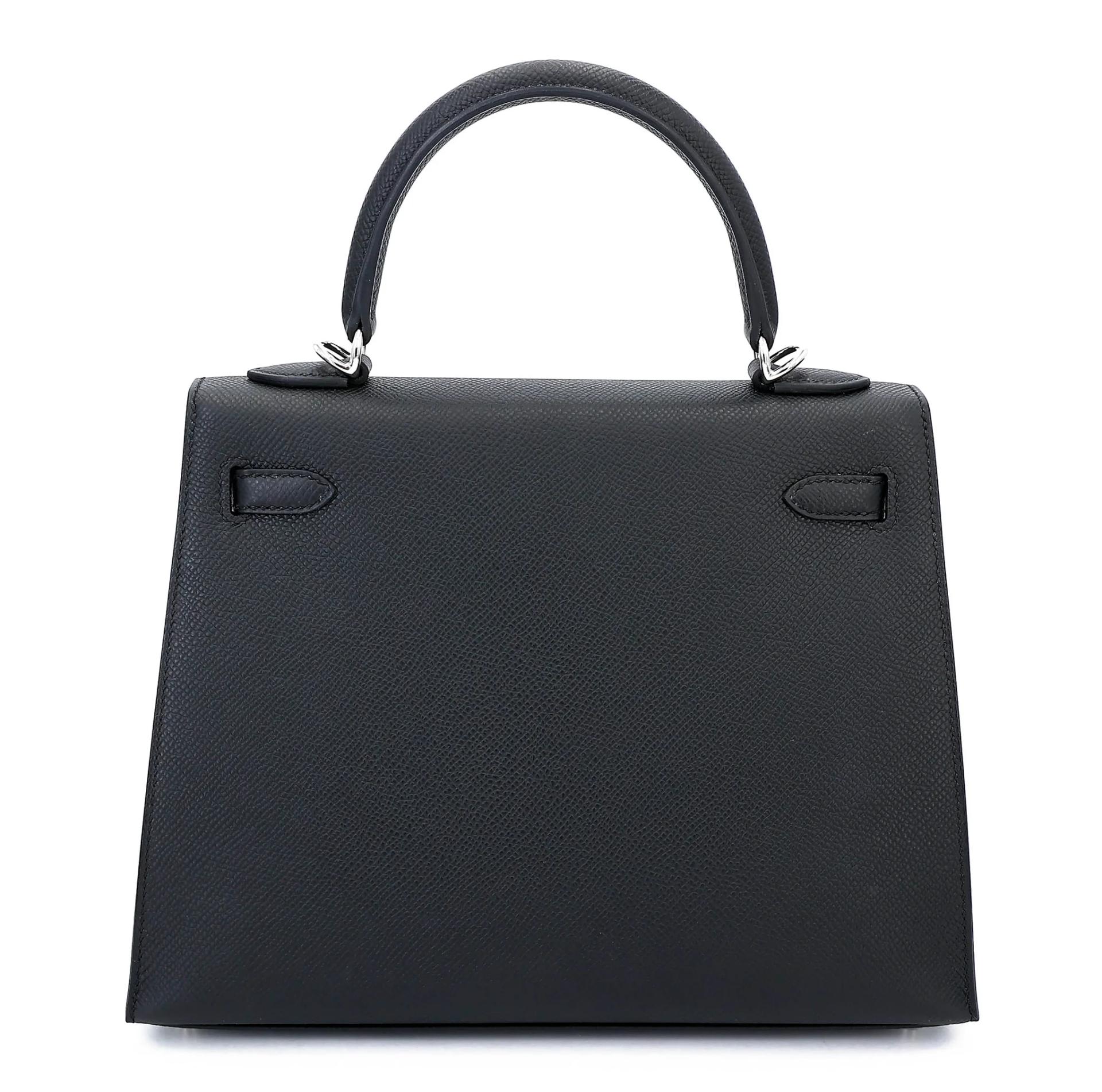 Unused ( Rank NS ) HERMÈS Kelly 25 Sellier Noir (89) Epsom Electrum hardware K (2025) - 2
