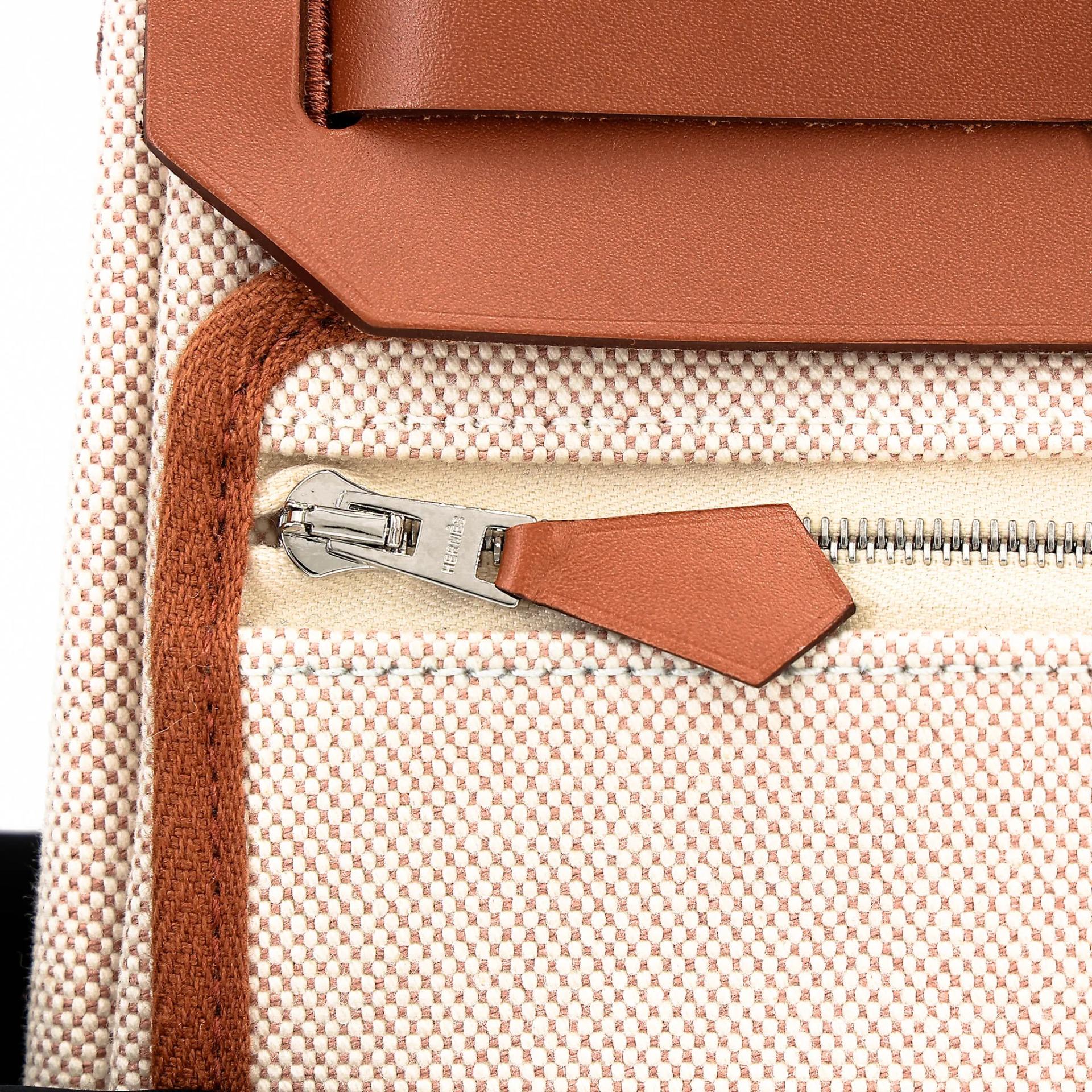 Brand New ( Rank N ) HERMÈS Herbag Mini TPM Fauve (34) Vache Hunter Toile H Viking canvas Palladium hardware G (2026) - 9