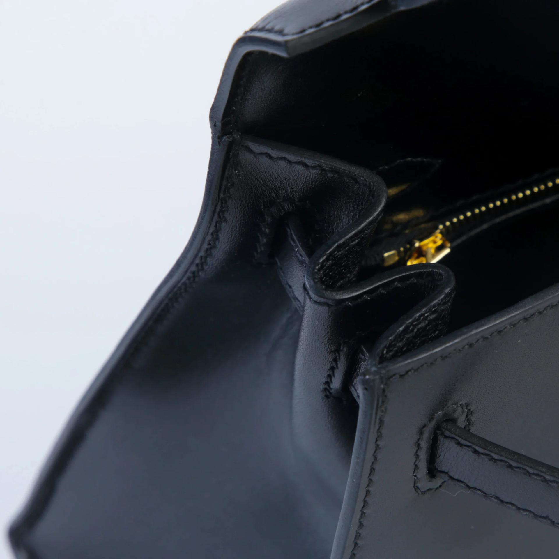 Excellent ( Rank SA ) HERMÈS Kelly 25 Sellier Noir (89) Box-calf Gold hardware Y (2020) - 12