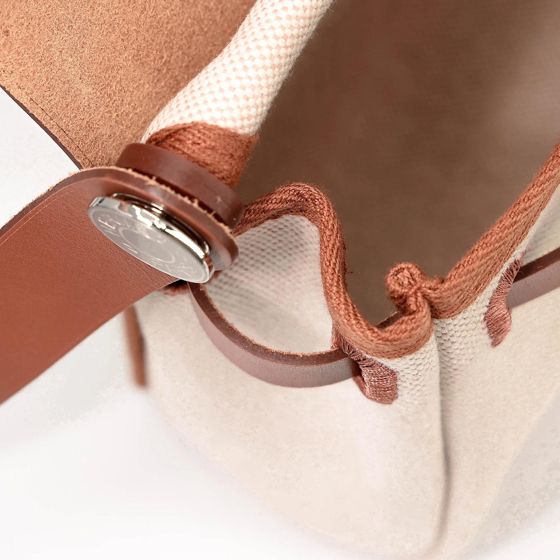 Brand New ( Rank N ) HERMÈS Herbag Mini TPM Fauve (34) Vache Hunter Toile H Viking canvas Palladium hardware G (2026) - 17