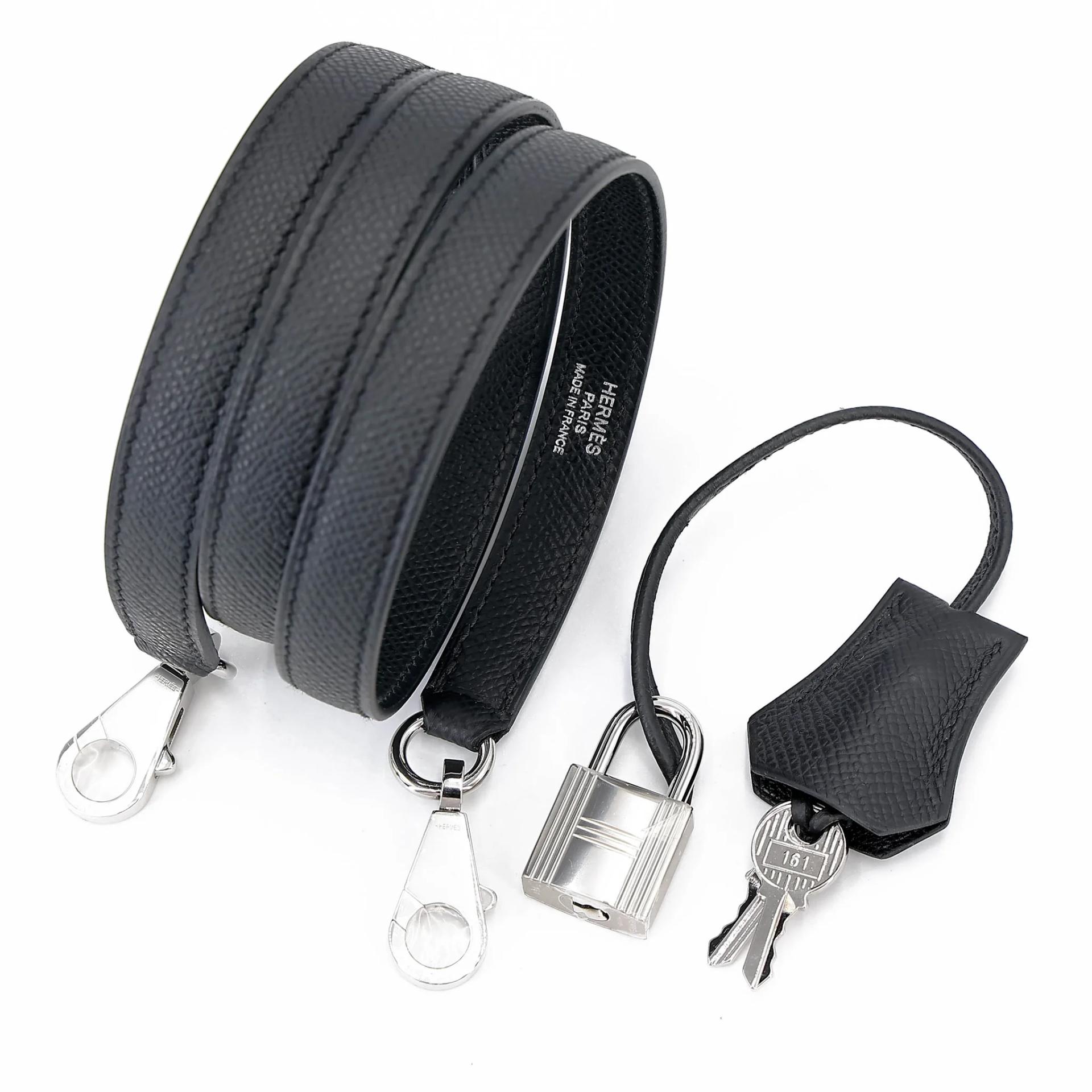 Unused ( Rank NS ) HERMÈS Kelly 25 Sellier Noir (89) Epsom Electrum hardware K (2025) - 20
