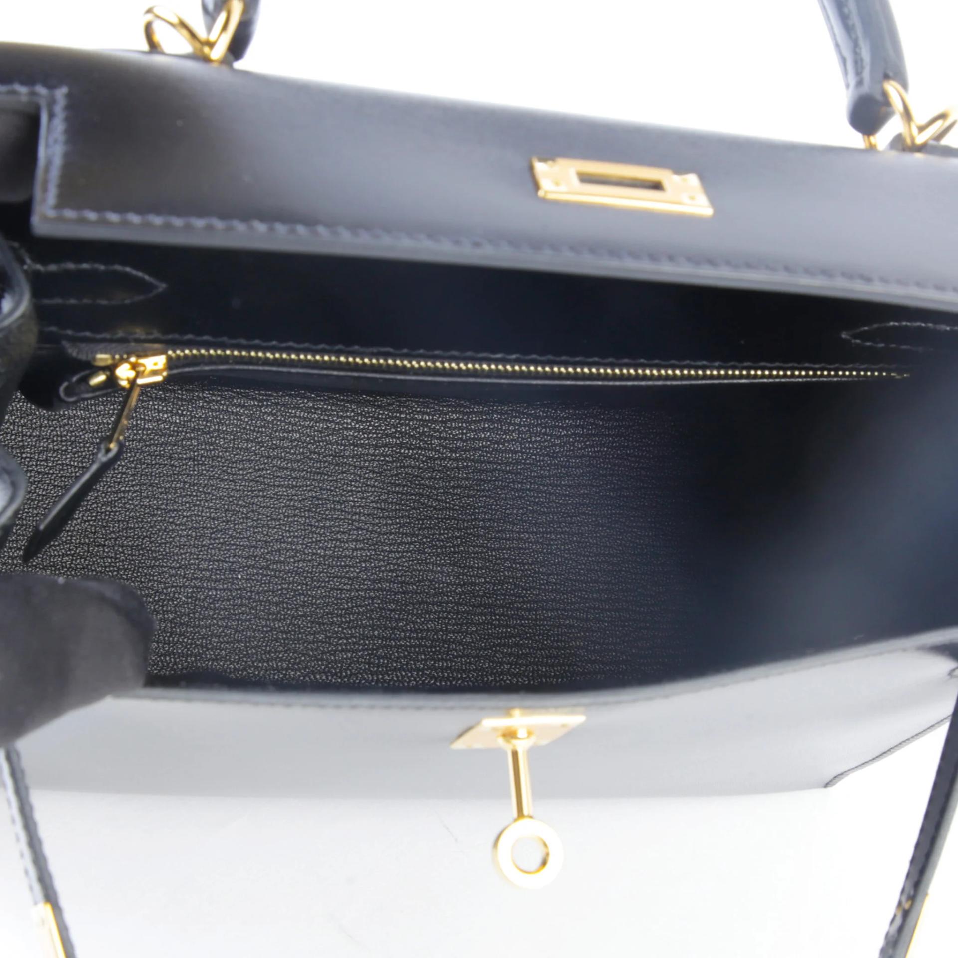 Excellent ( Rank SA ) HERMÈS Kelly 25 Sellier Noir (89) Box-calf Gold hardware Y (2020) - 10