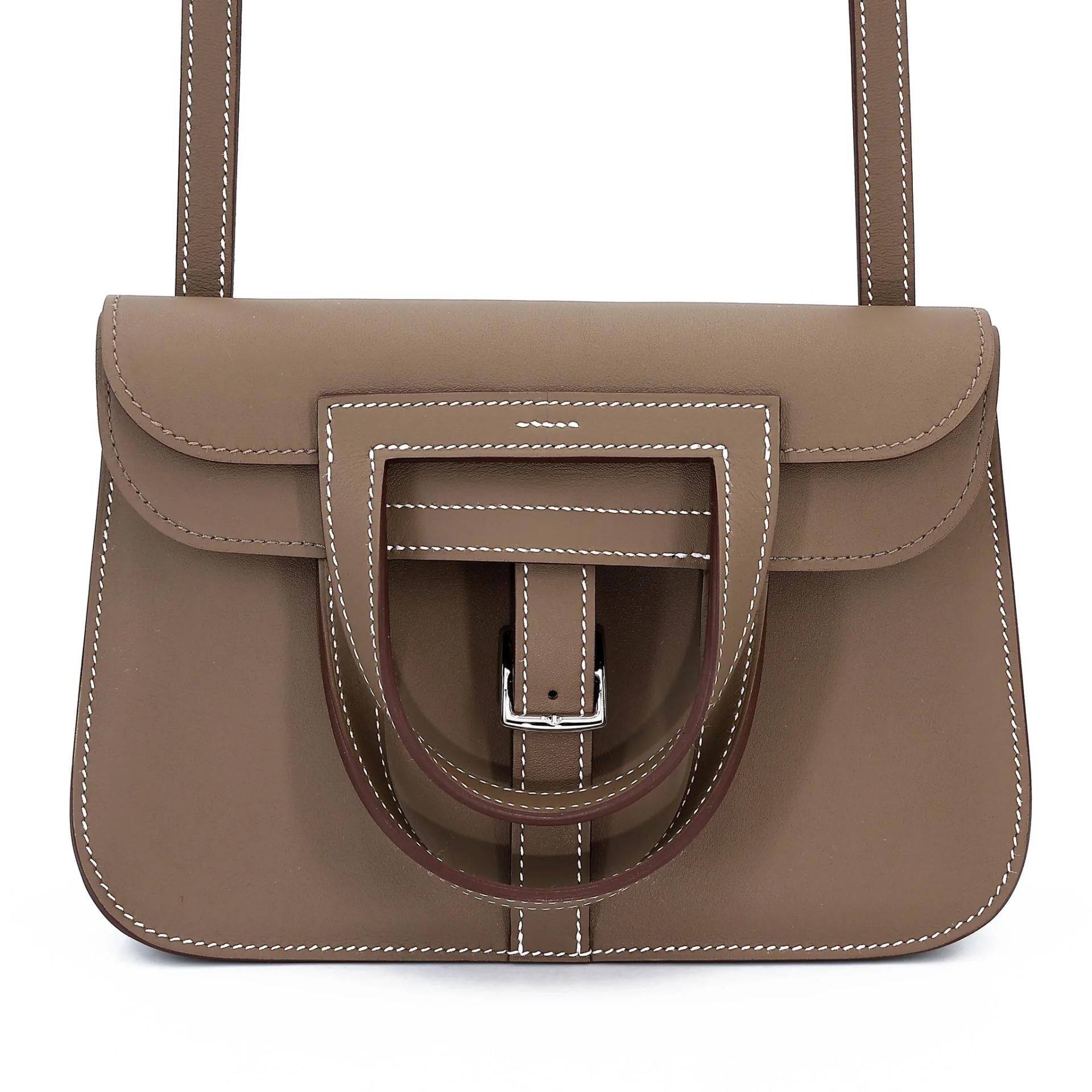 Brand New ( Rank N ) HERMÈS Halzan Mini Etoupe (18) Swift Palladium hardware G (2026) - 1