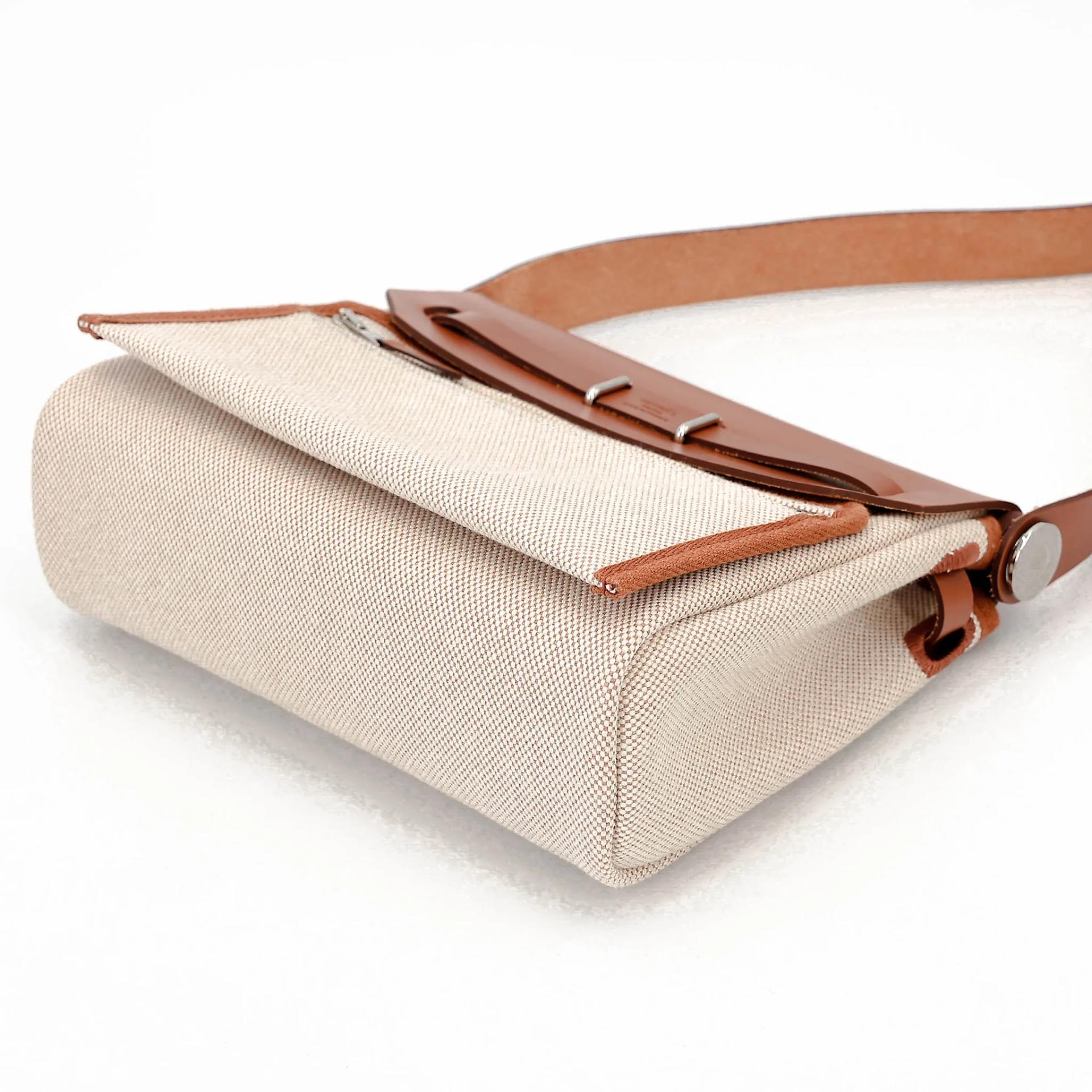 Brand New ( Rank N ) HERMÈS Herbag Mini TPM Fauve (34) Vache Hunter Toile H Viking canvas Palladium hardware G (2026) - 6