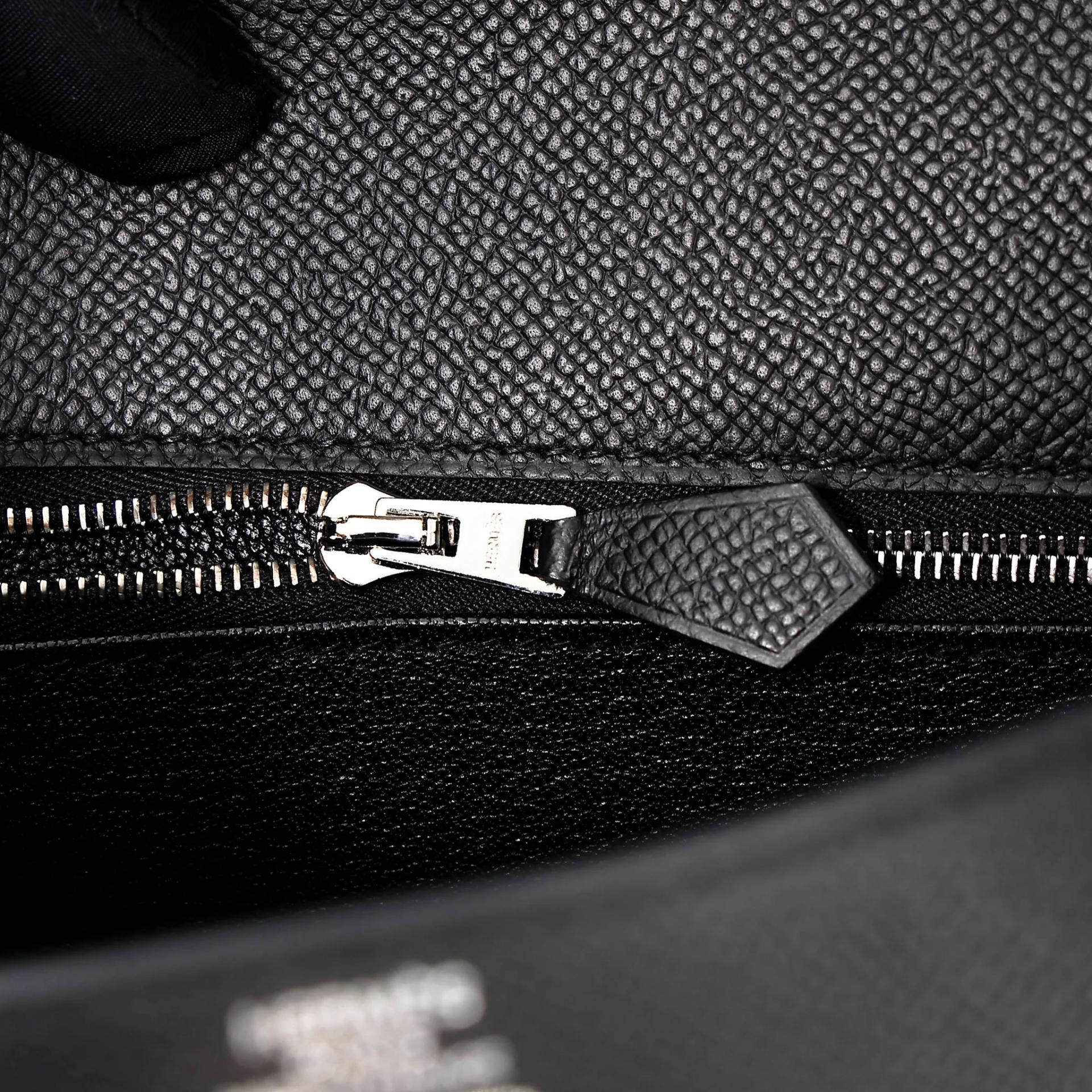Unused ( Rank NS ) HERMÈS Kelly 25 Sellier Noir (89) Epsom Electrum hardware K (2025) - 14