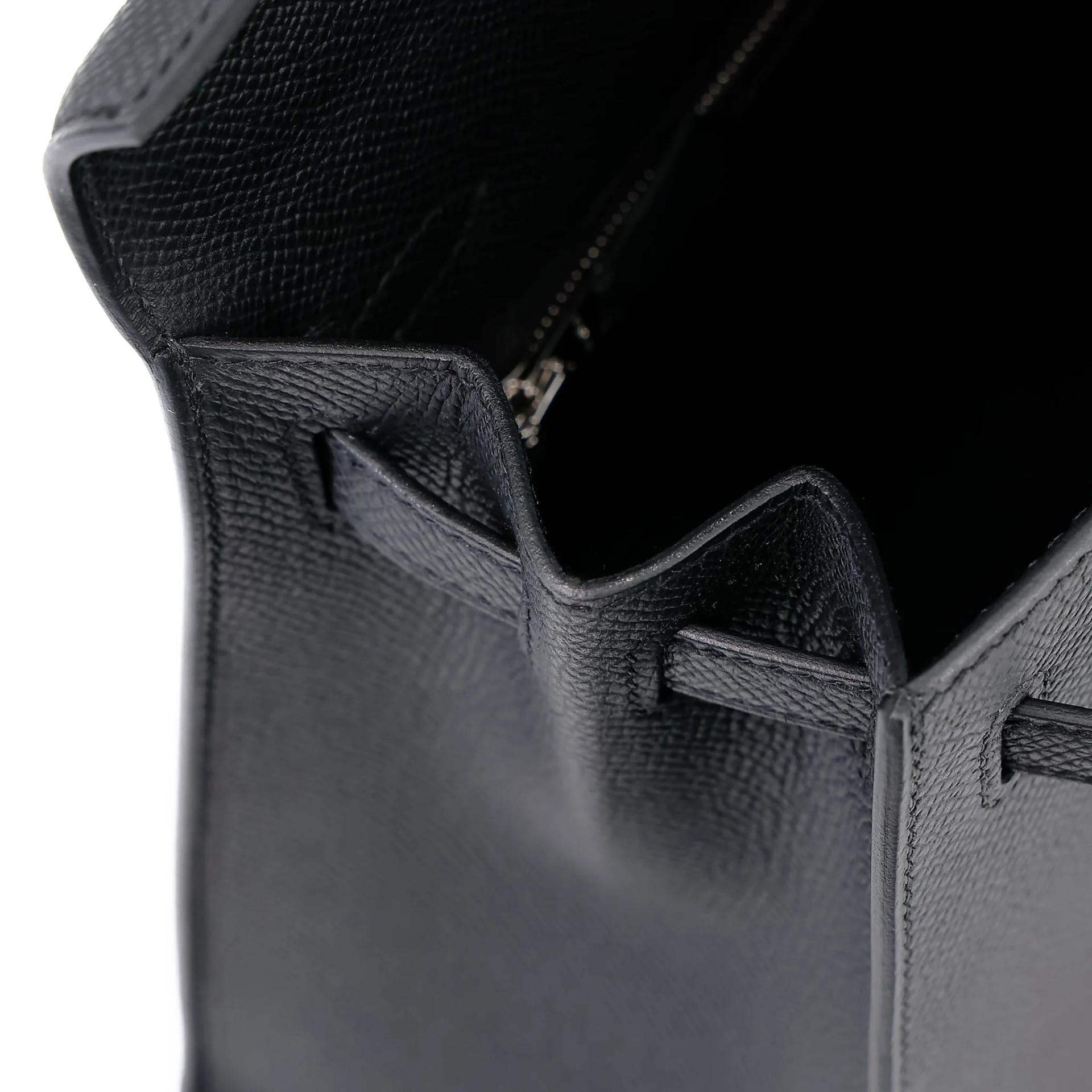 Unused ( Rank NS ) HERMÈS Kelly 25 Sellier Noir (89) Epsom Electrum hardware K (2025) - 18