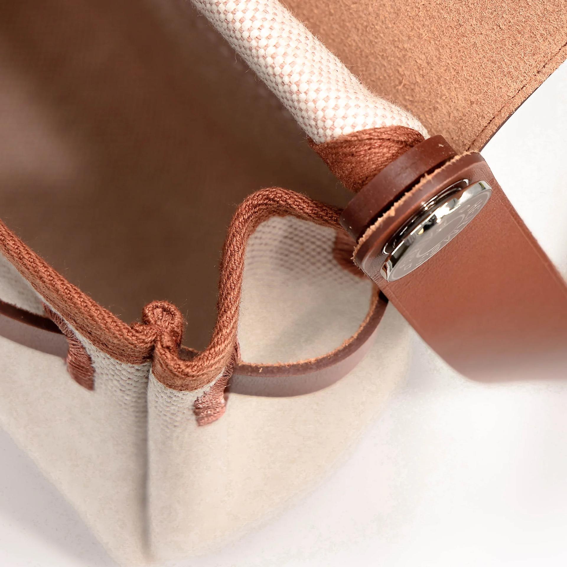 Brand New ( Rank N ) HERMÈS Herbag Mini TPM Fauve (34) Vache Hunter Toile H Viking canvas Palladium hardware G (2026) - 16