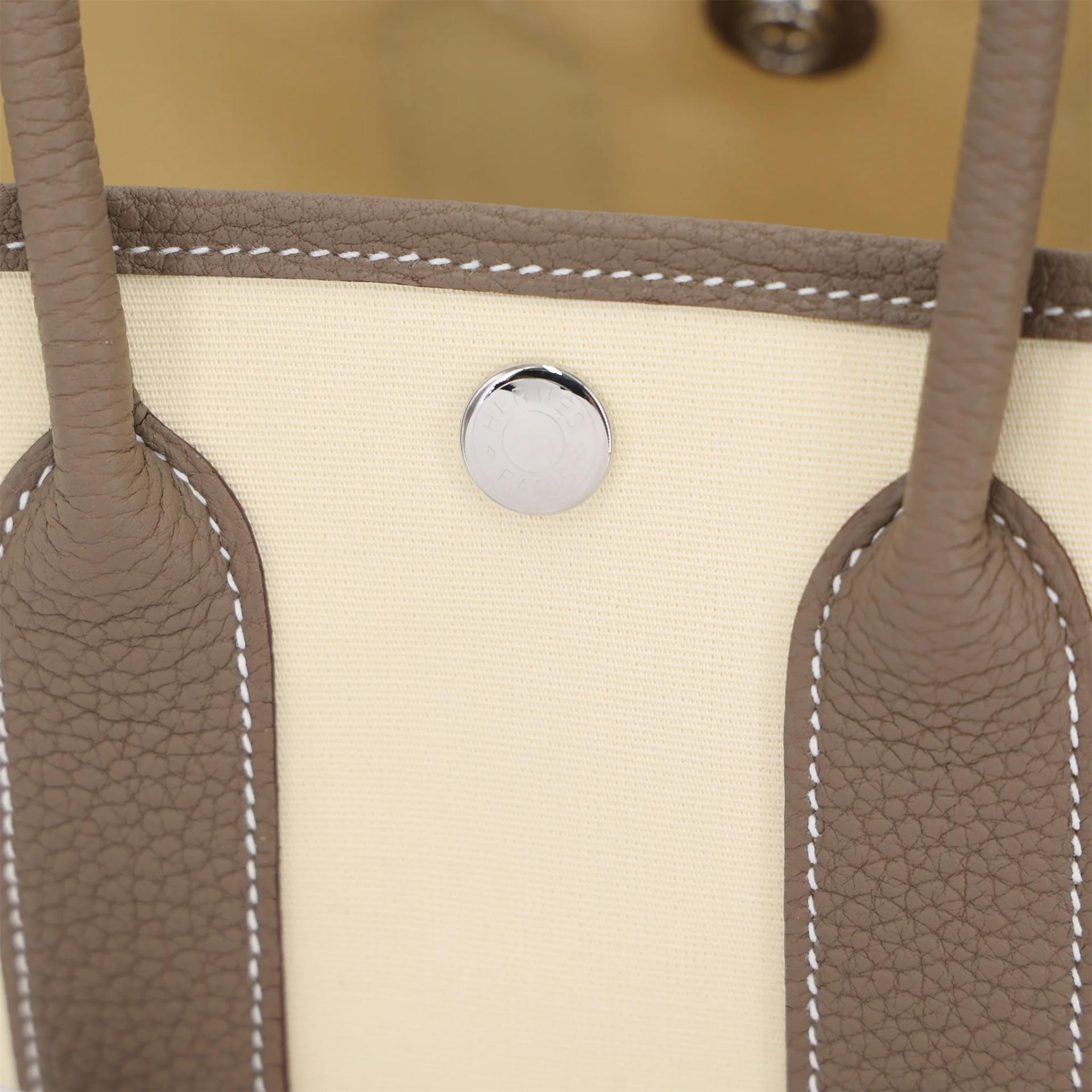 Brand New ( Rank N ) HERMÈS Neo Garden Party 23 Vanille (Y1) Etoupe (18) Negonda Toile Officier canvas Palladium hardware G (2026) - 8