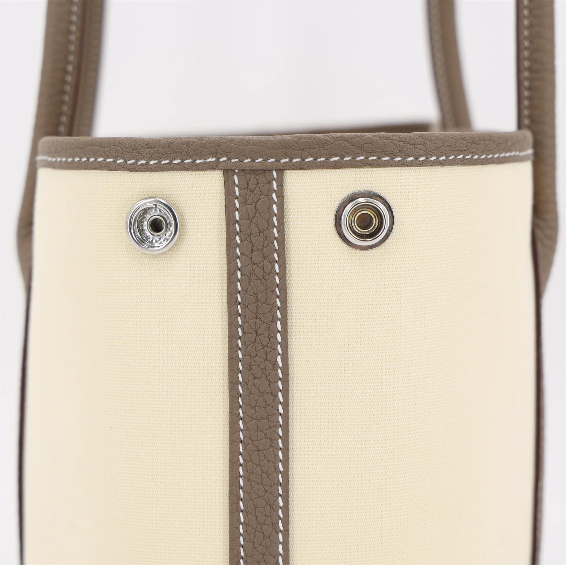 Brand New ( Rank N ) HERMÈS Neo Garden Party 23 Vanille (Y1) Etoupe (18) Negonda Toile Officier canvas Palladium hardware G (2026) - 10