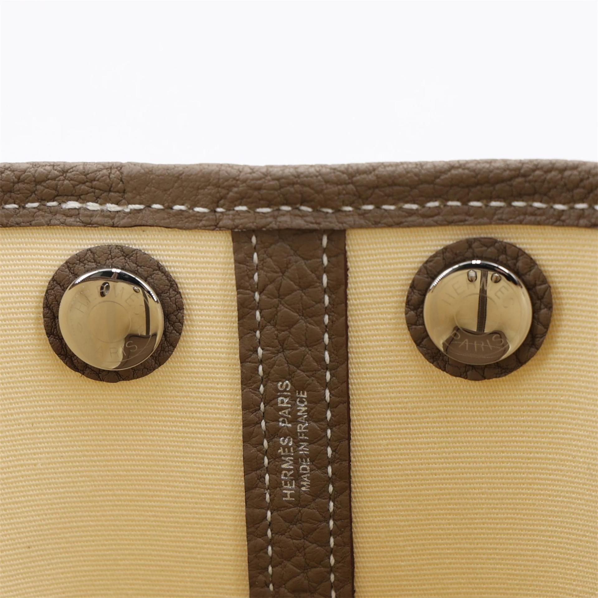 Brand New ( Rank N ) HERMÈS Neo Garden Party 23 Vanille (Y1) Etoupe (18) Negonda Toile Officier canvas Palladium hardware G (2026) - 12