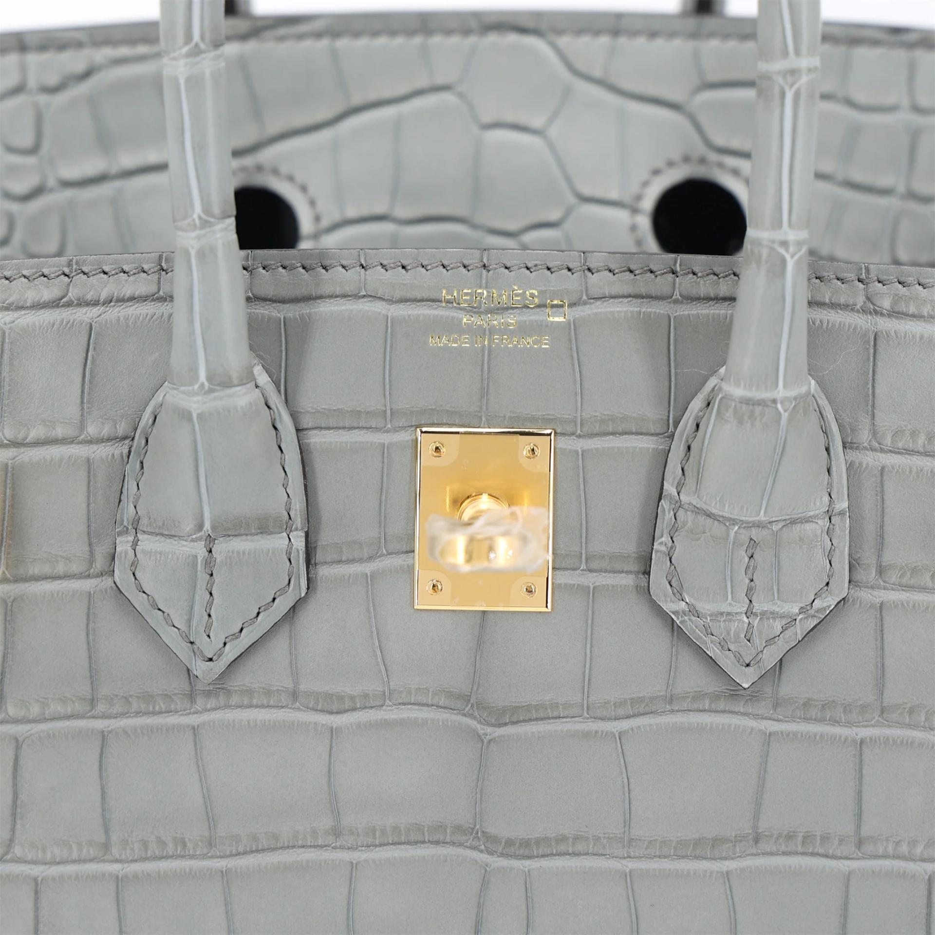 ランク N 新品 HERMÈS エルメス バーキン25 セリエ グリシマン (0V) クロコダイル アリゲーター マット ゴールド金具 K刻印 (2025) - 9