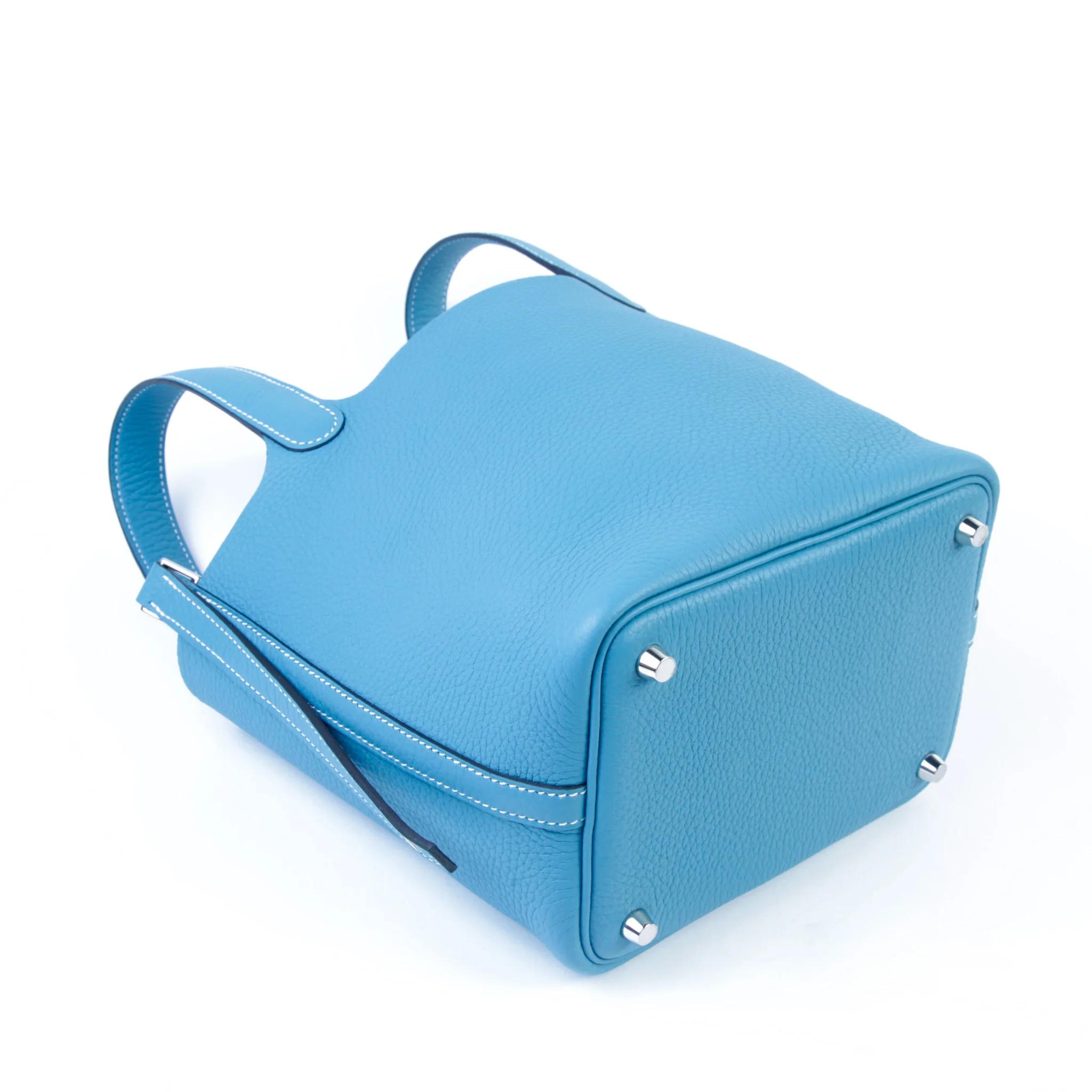 全新 HERMÈS 爱马仕 Picotin 菜篮子 PM 18 D2 新牛仔蓝 New Bleu Jean Clemence小牛皮 银扣 K刻 2025年 - 8
