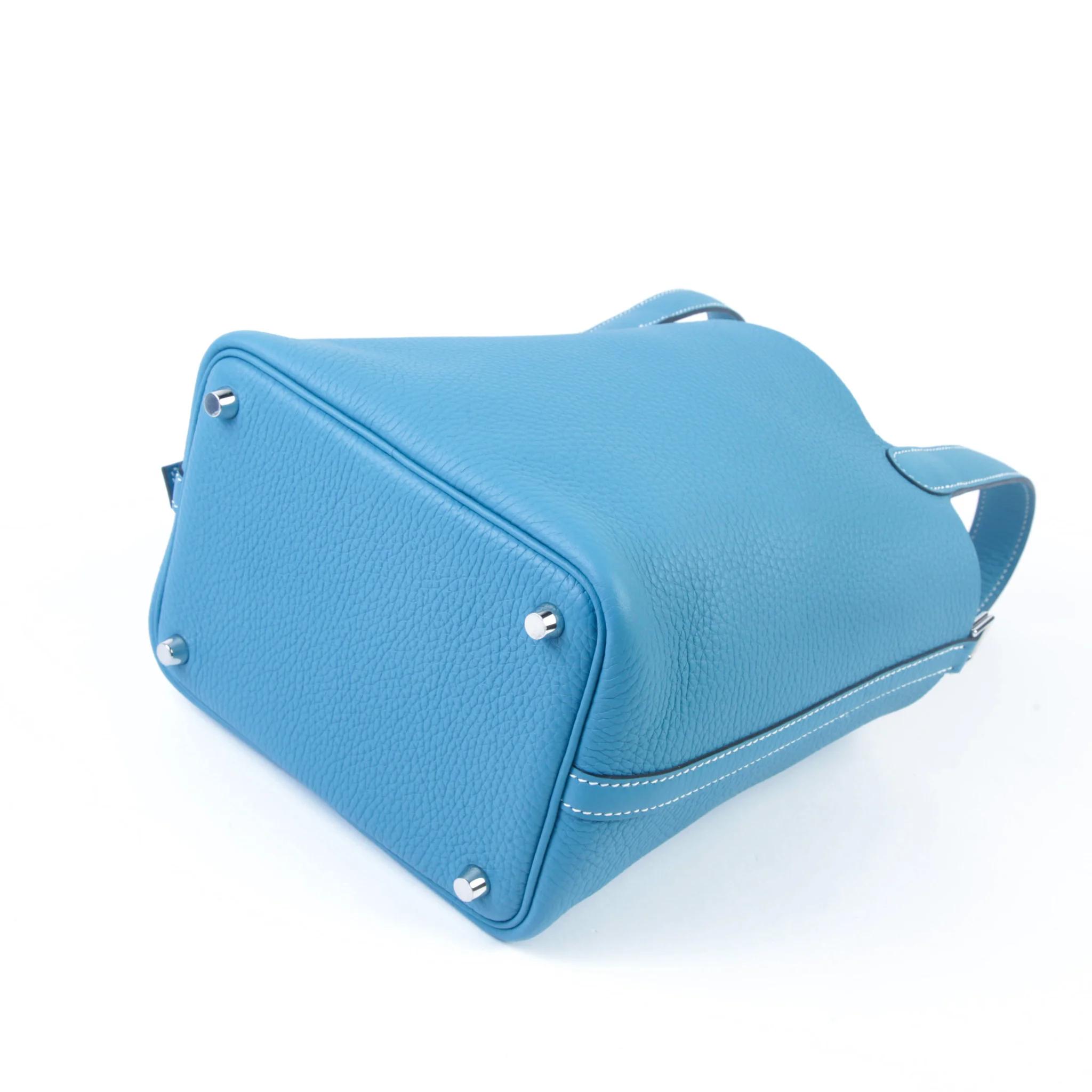 全新 HERMÈS 爱马仕 Picotin 菜篮子 PM 18 D2 新牛仔蓝 New Bleu Jean Clemence小牛皮 银扣 K刻 2025年 - 9