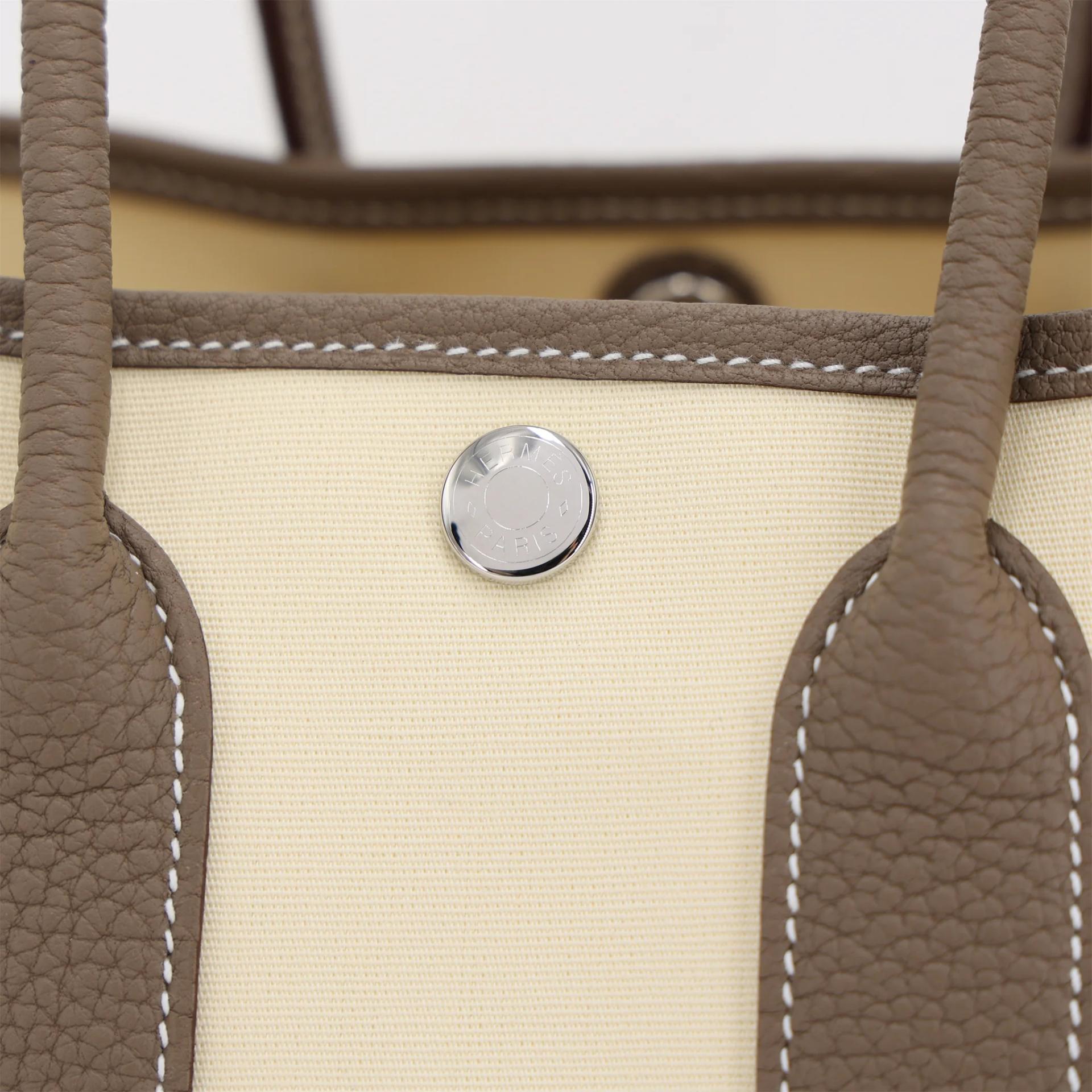 Brand New ( Rank N ) HERMÈS Neo Garden Party 23 Vanille (Y1) Etoupe (18) Negonda Toile Officier canvas Palladium hardware G (2026) - 9