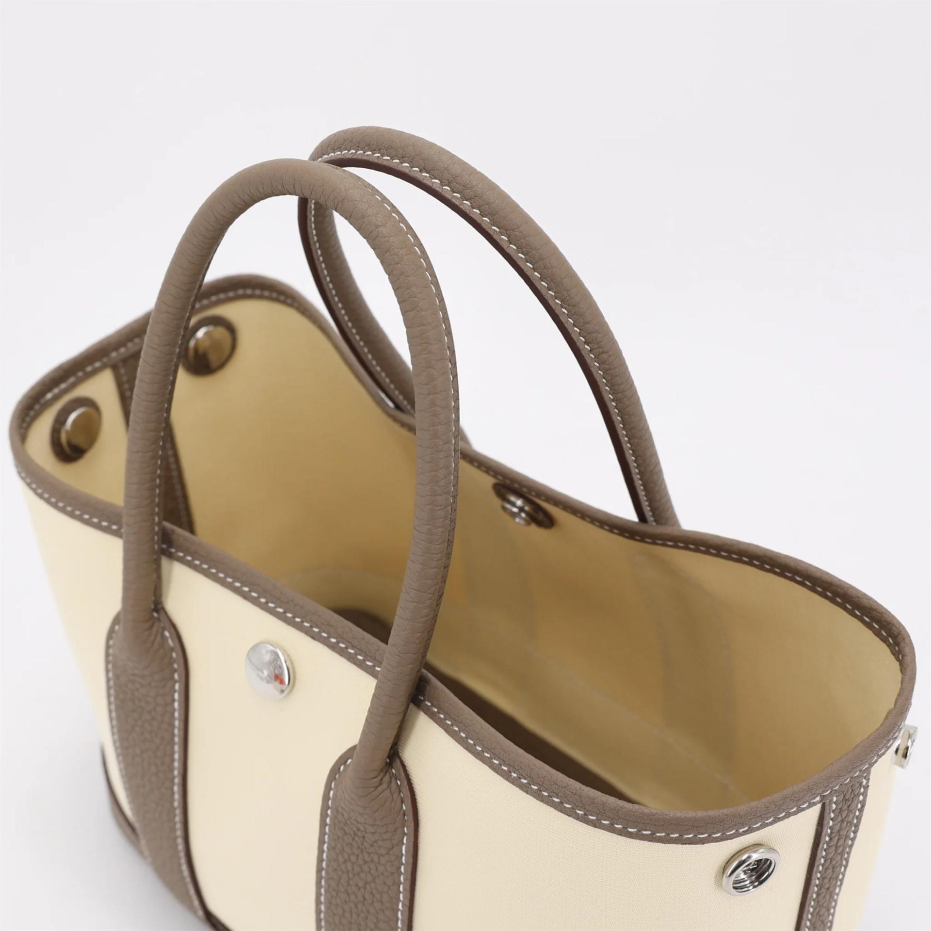 Brand New ( Rank N ) HERMÈS Neo Garden Party 23 Vanille (Y1) Etoupe (18) Negonda Toile Officier canvas Palladium hardware G (2026) - 3