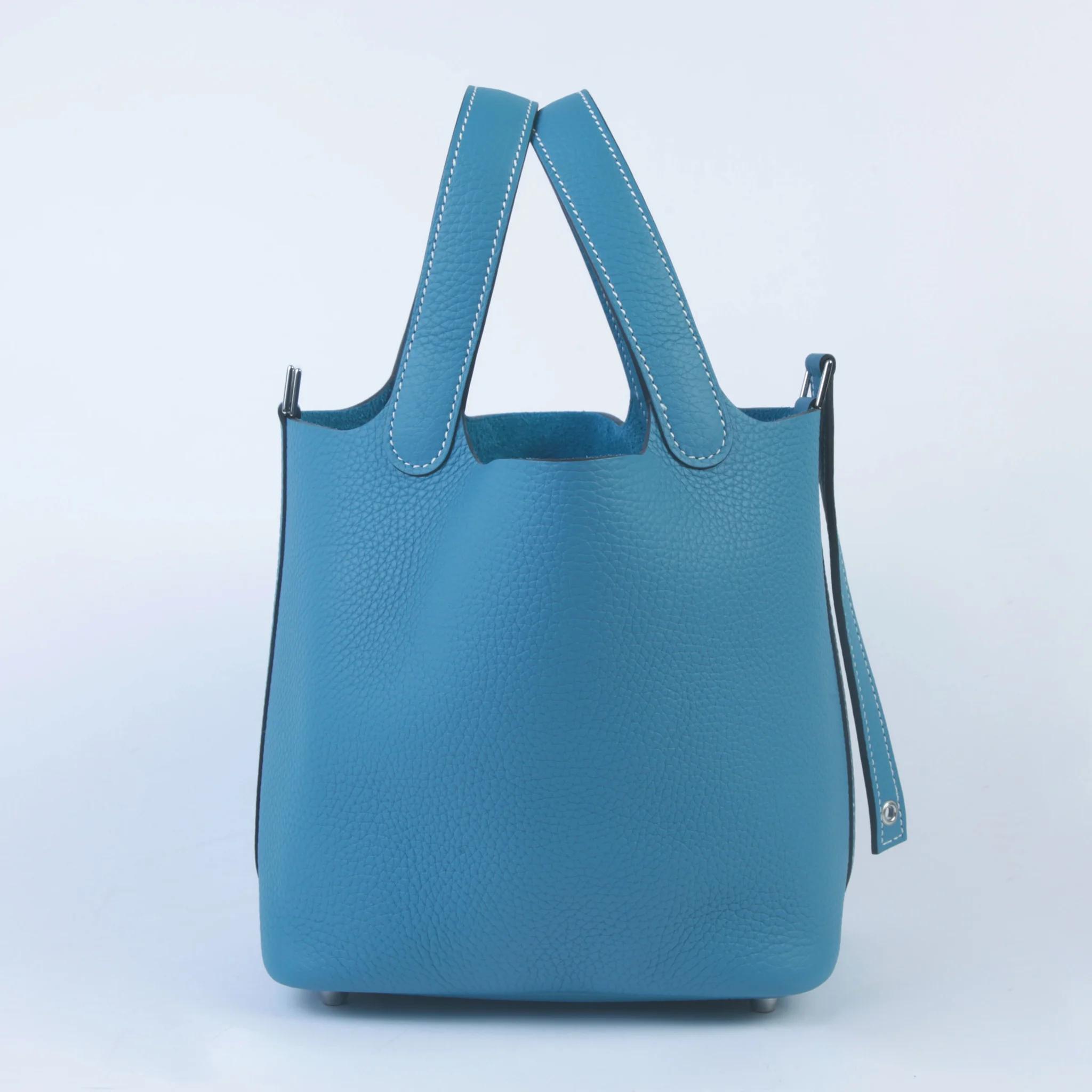 全新 HERMÈS 爱马仕 Picotin 菜篮子 PM 18 D2 新牛仔蓝 New Bleu Jean Clemence小牛皮 银扣 K刻 2025年 - 5