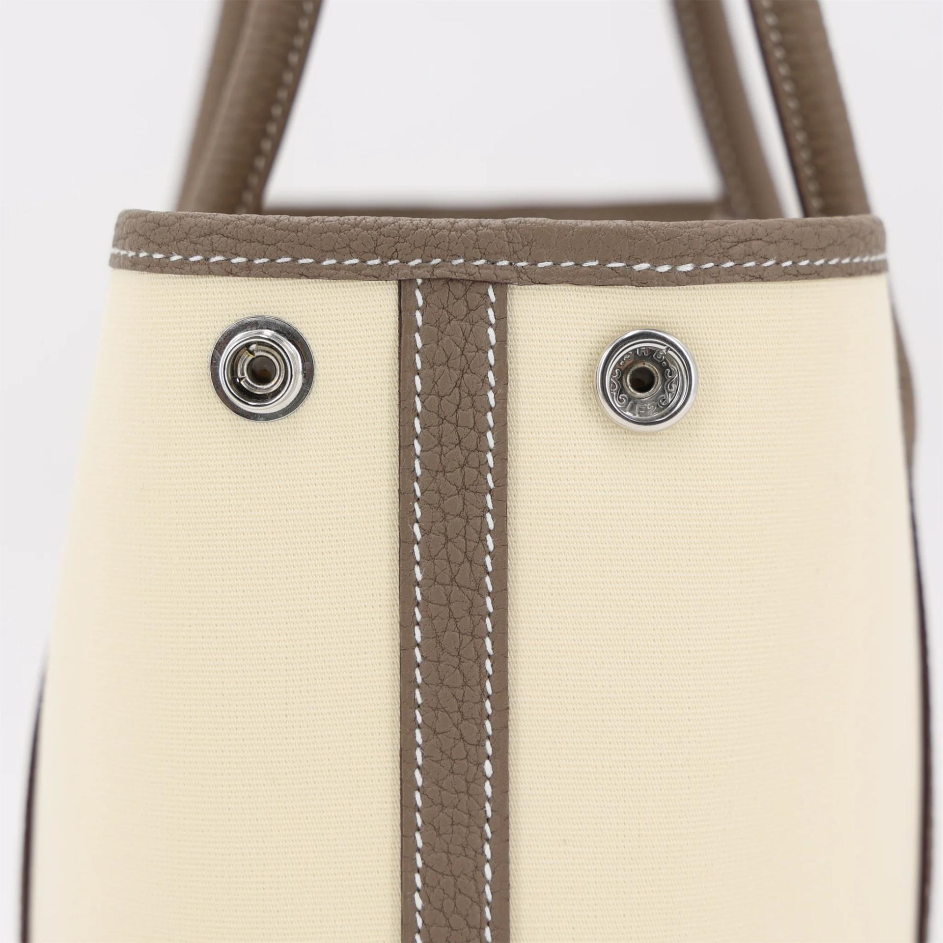 Brand New ( Rank N ) HERMÈS Neo Garden Party 23 Vanille (Y1) Etoupe (18) Negonda Toile Officier canvas Palladium hardware G (2026) - 11