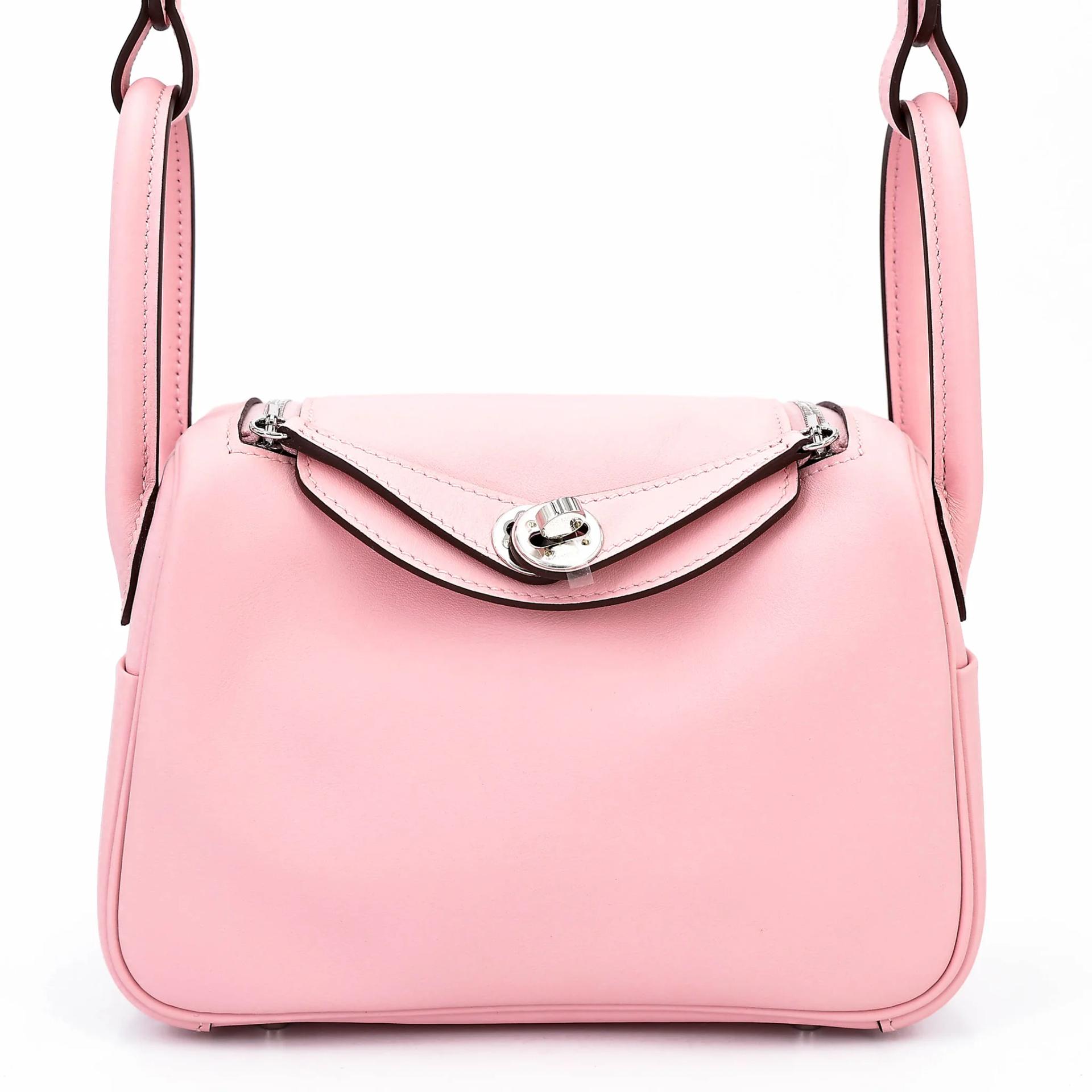 Brand New ( Rank N ) HERMÈS Mini Lindy II Rose Sakura (3Q) Swift Palladium hardware K (2025) - 1
