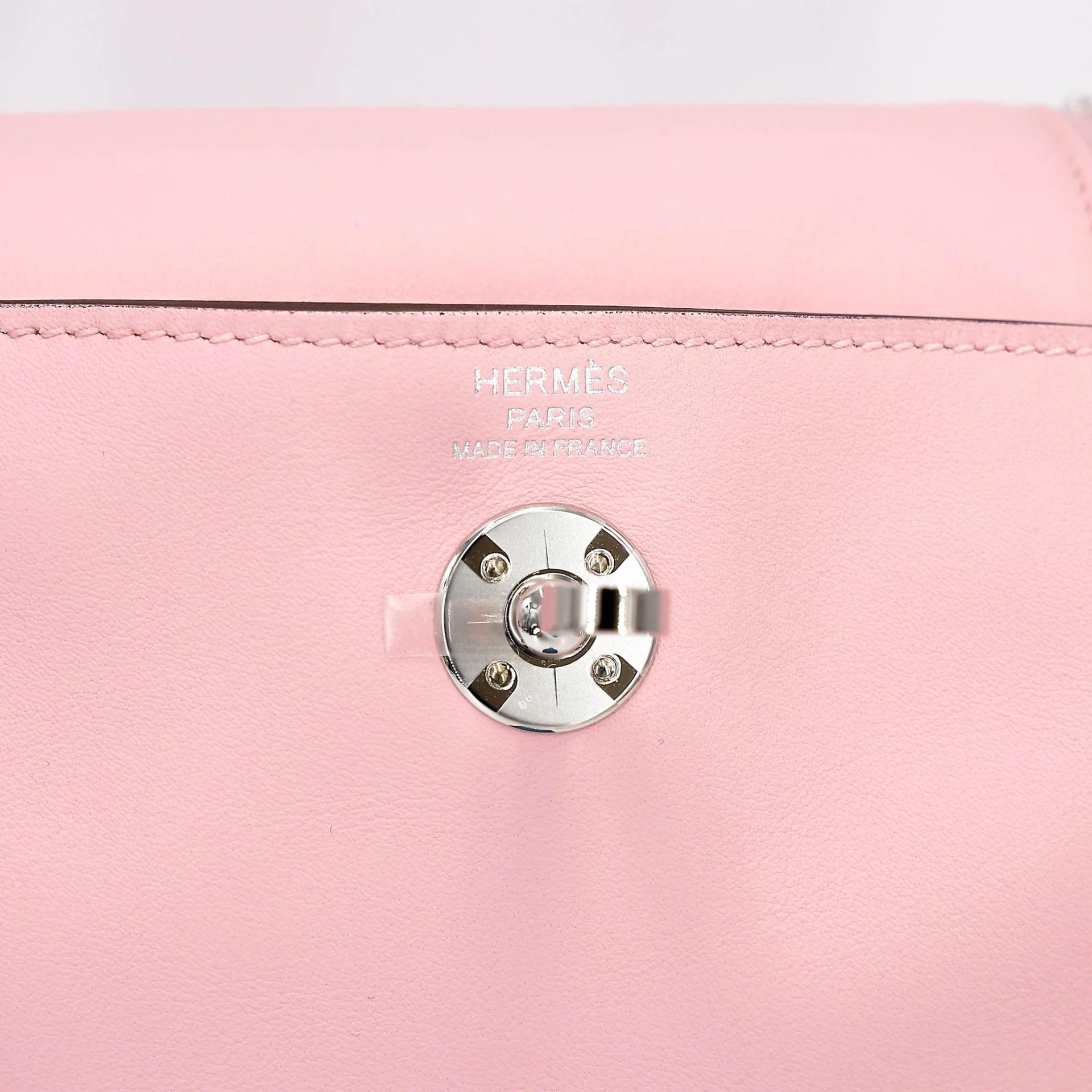 Brand New ( Rank N ) HERMÈS Mini Lindy II Rose Sakura (3Q) Swift Palladium hardware K (2025) - 12