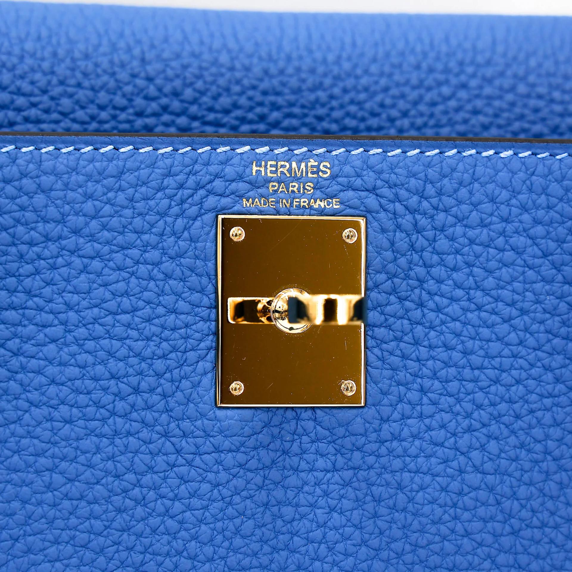 Very Good ( Rank A) HERMÈS Kelly Ado PM Mykonos (7Q) Clemence Gold hardware D (2019) - 20