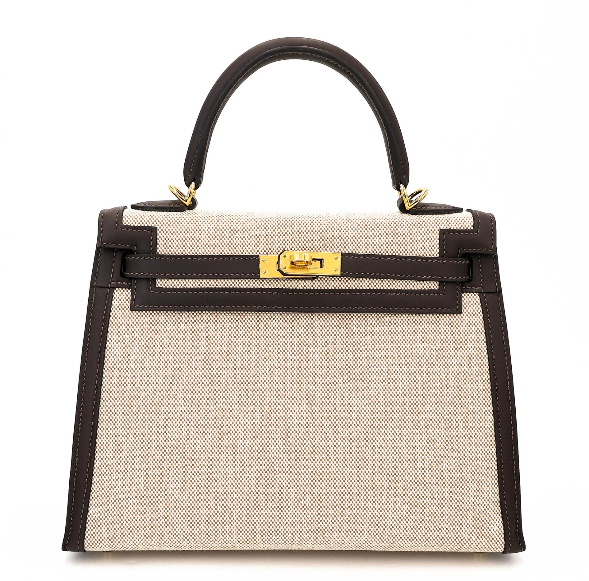Brand New ( Rank N ) HERMÈS Kelly 25 Sellier Bai Brun（T3） Toile H canvas Swift Gold hardware G (2026) - 1