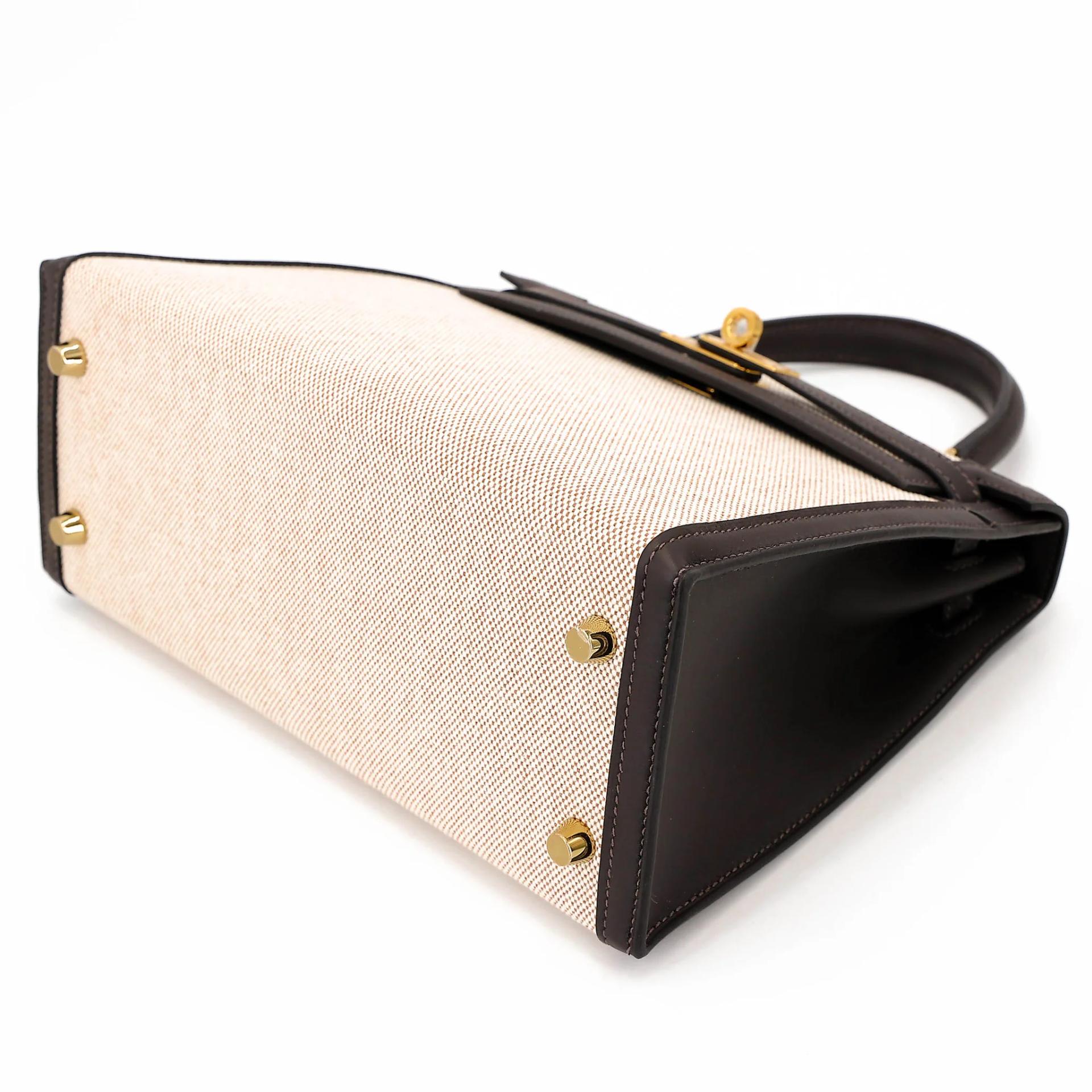 Brand New ( Rank N ) HERMÈS Kelly 25 Sellier Bai Brun（T3） Toile H canvas Swift Gold hardware G (2026) - 4
