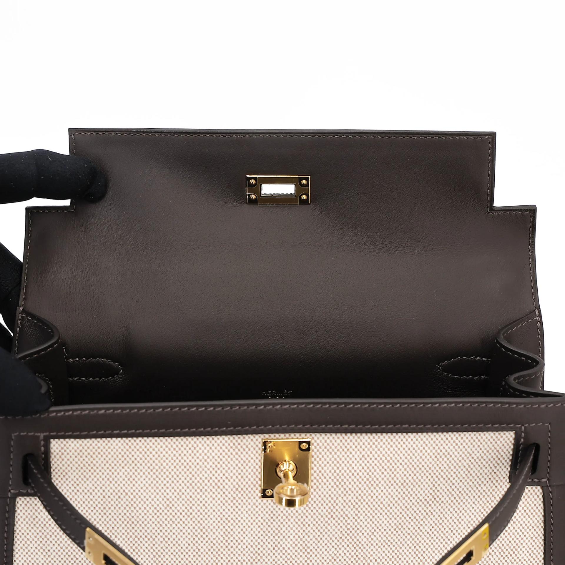 Brand New ( Rank N ) HERMÈS Kelly 25 Sellier Bai Brun（T3） Toile H canvas Swift Gold hardware G (2026) - 12