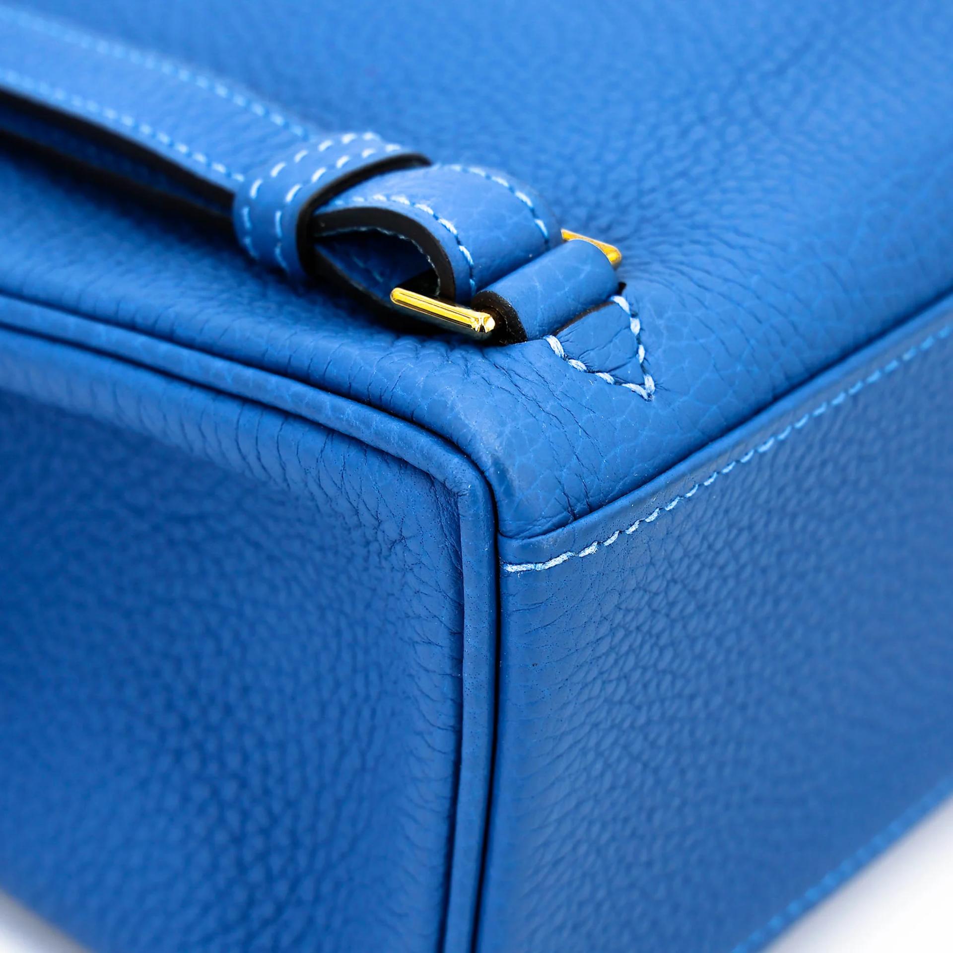 Very Good ( Rank A) HERMÈS Kelly Ado PM Mykonos (7Q) Clemence Gold hardware D (2019) - 14