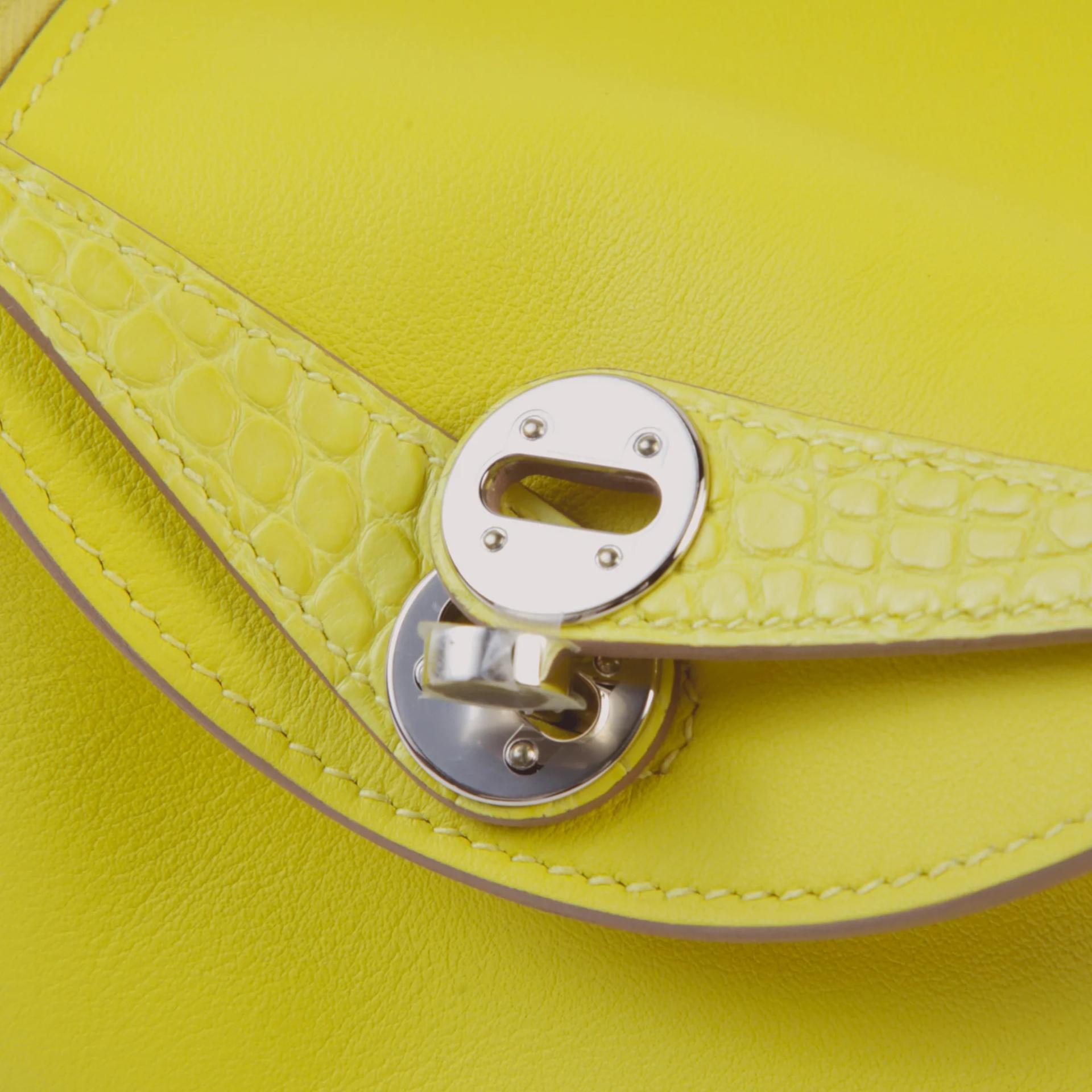 ランク NS 未使用品 HERMÈS エルメス ミニリンディ タッチ ライム (9R) スイフト クロコダイル アリゲーター マット シルバー金具 B刻印 (2023) - 8