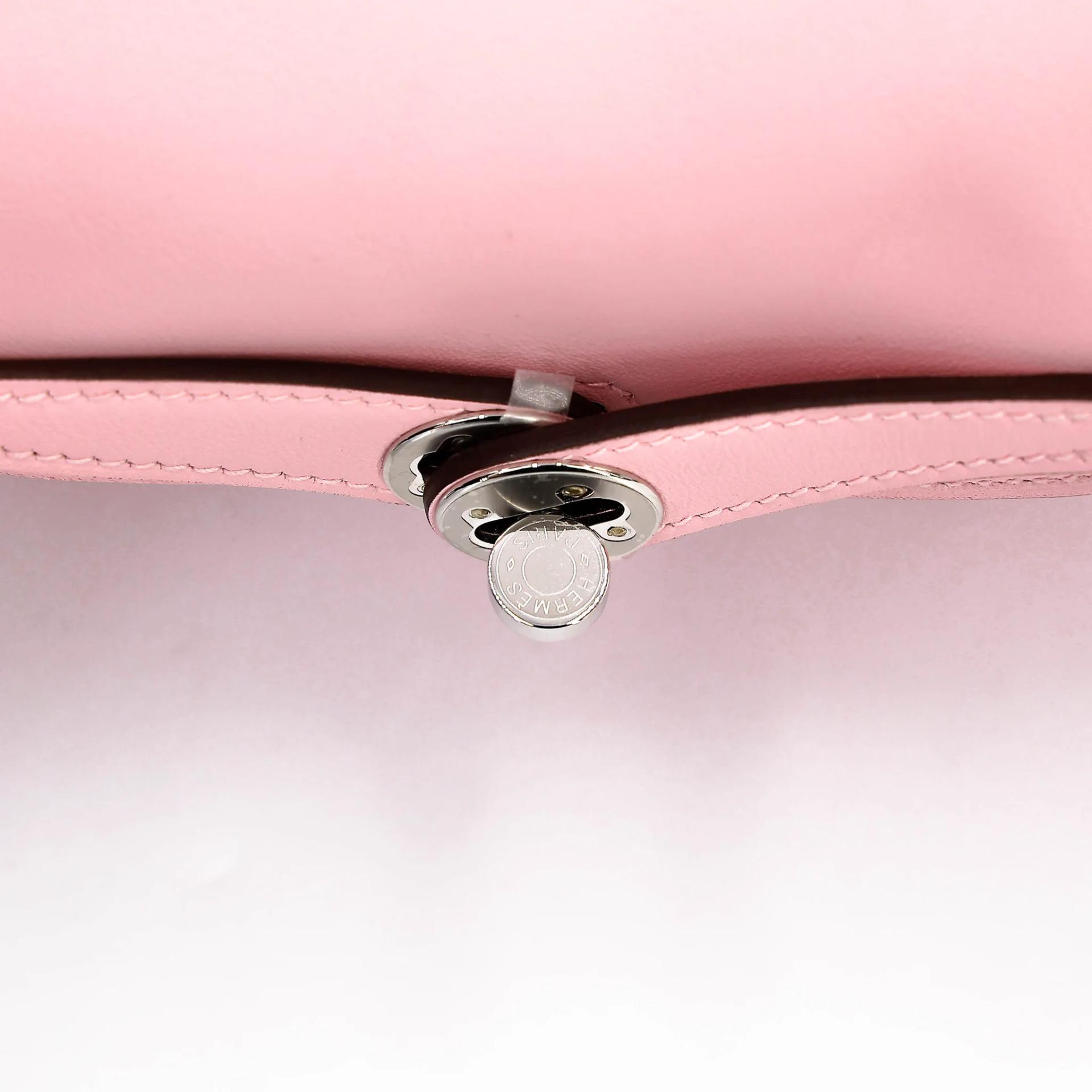 Brand New ( Rank N ) HERMÈS Mini Lindy II Rose Sakura (3Q) Swift Palladium hardware K (2025) - 11
