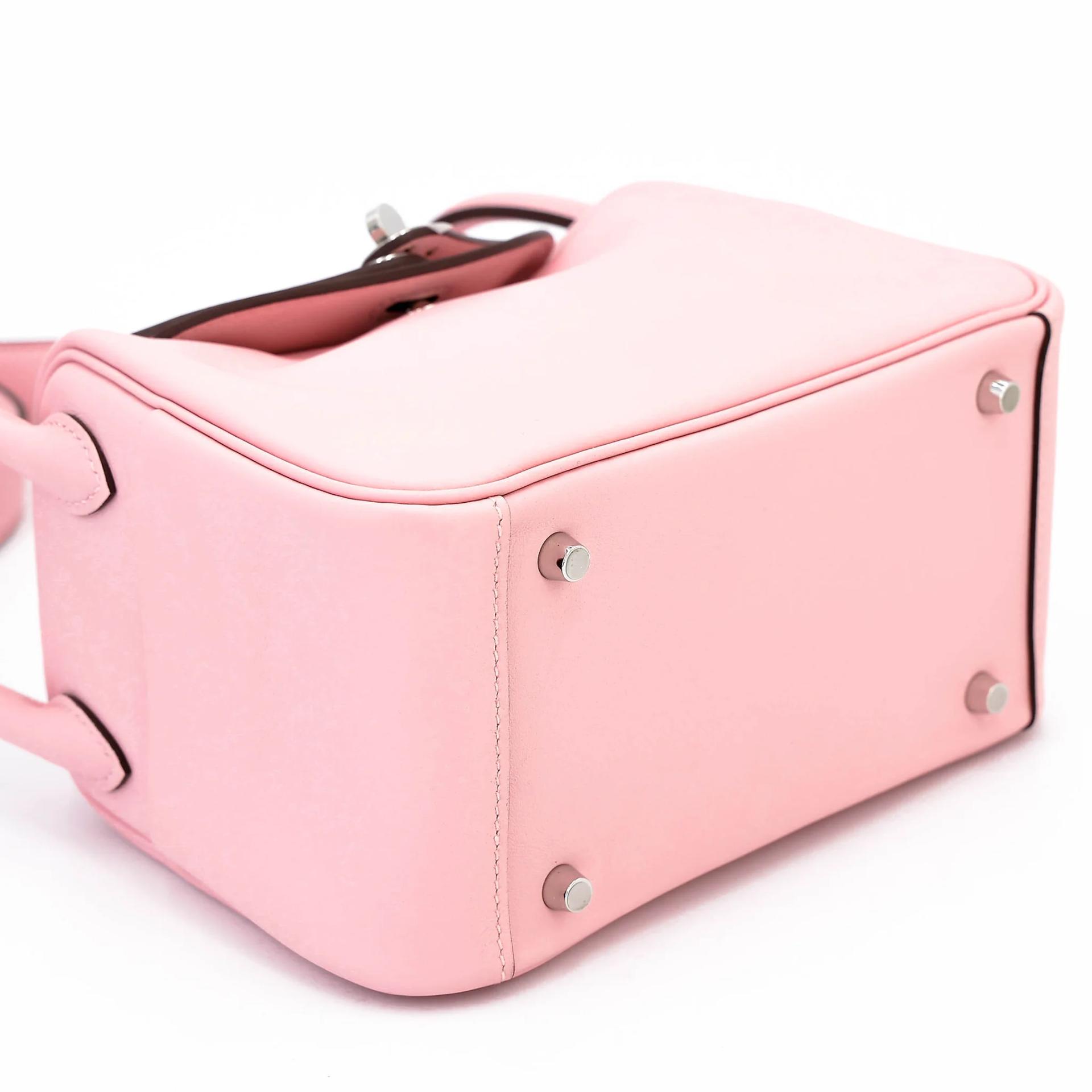 Brand New ( Rank N ) HERMÈS Mini Lindy II Rose Sakura (3Q) Swift Palladium hardware K (2025) - 5