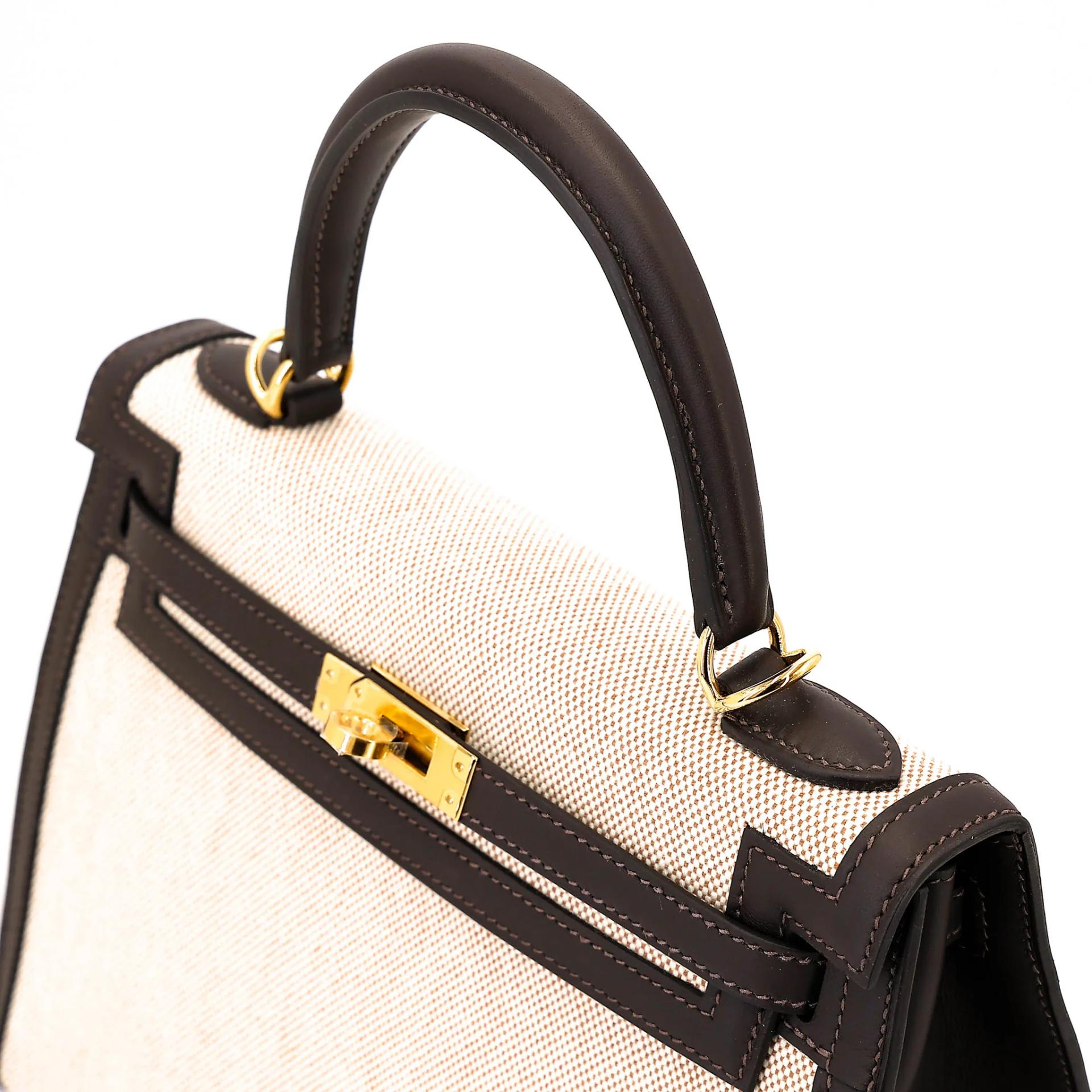 Brand New ( Rank N ) HERMÈS Kelly 25 Sellier Bai Brun（T3） Toile H canvas Swift Gold hardware G (2026) - 3