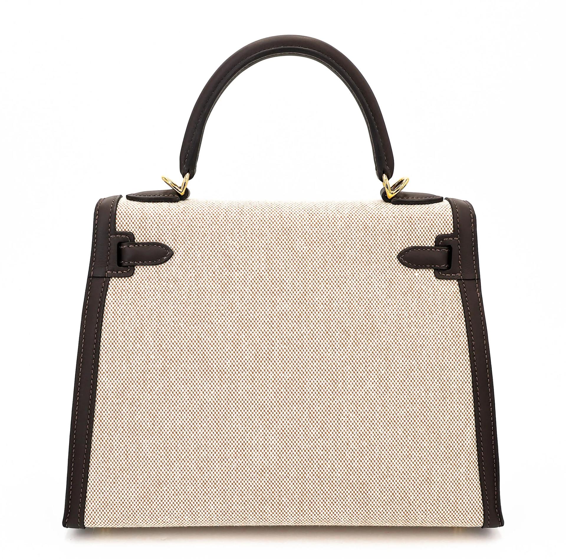 Brand New ( Rank N ) HERMÈS Kelly 25 Sellier Bai Brun（T3） Toile H canvas Swift Gold hardware G (2026) - 2