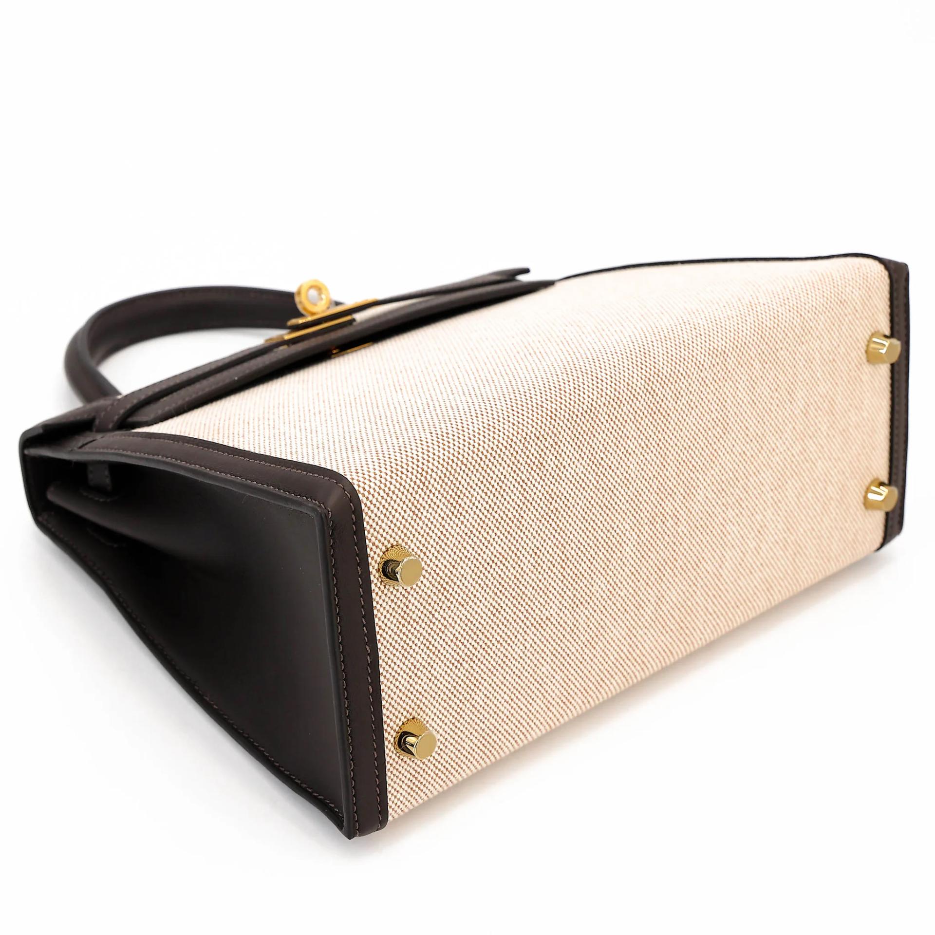Brand New ( Rank N ) HERMÈS Kelly 25 Sellier Bai Brun（T3） Toile H canvas Swift Gold hardware G (2026) - 5