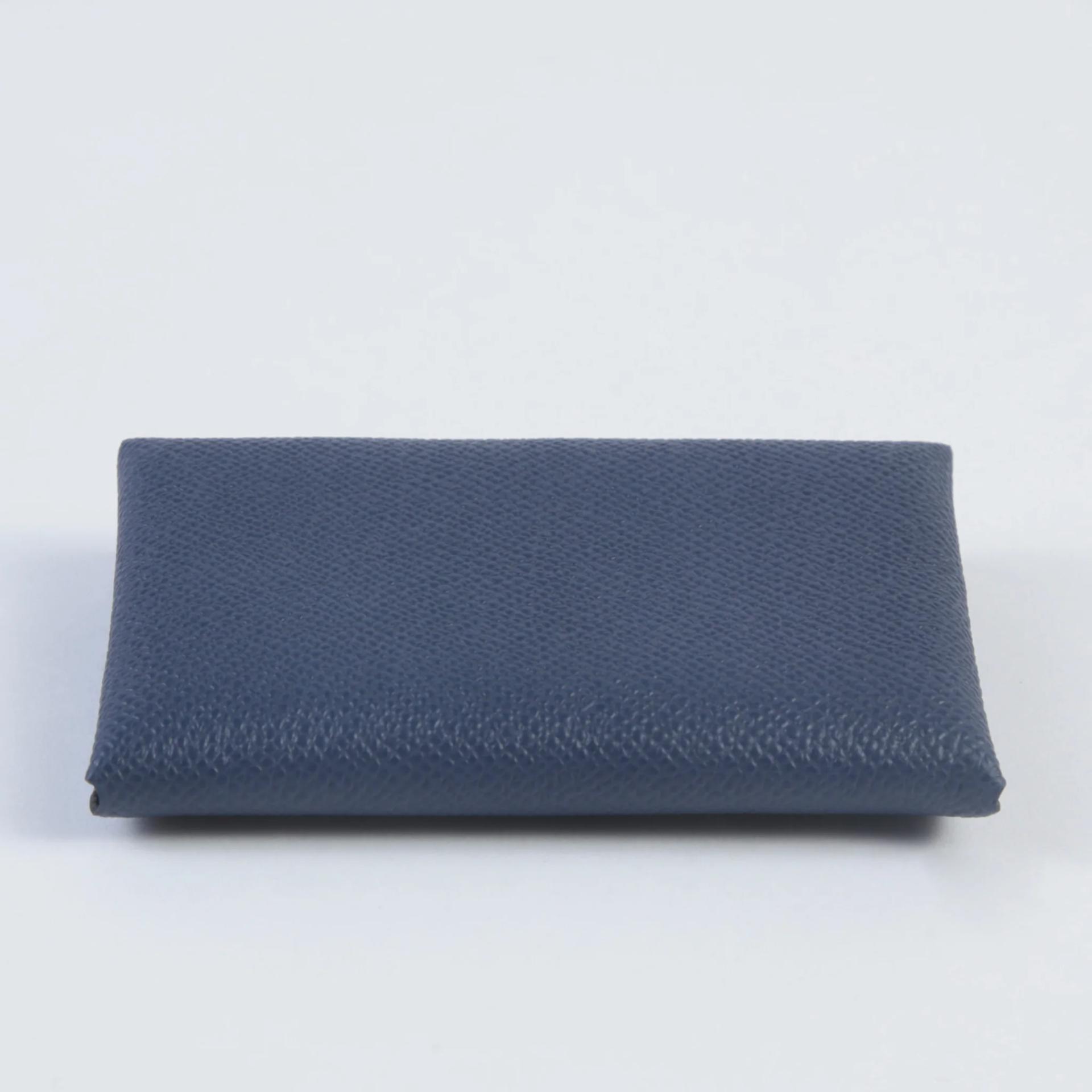 Brand New ( Rank N ) HERMÈS Calvi Duo card holder Bleu Nuit (2Z) Epsom Palladium hardware K (2025) - 4