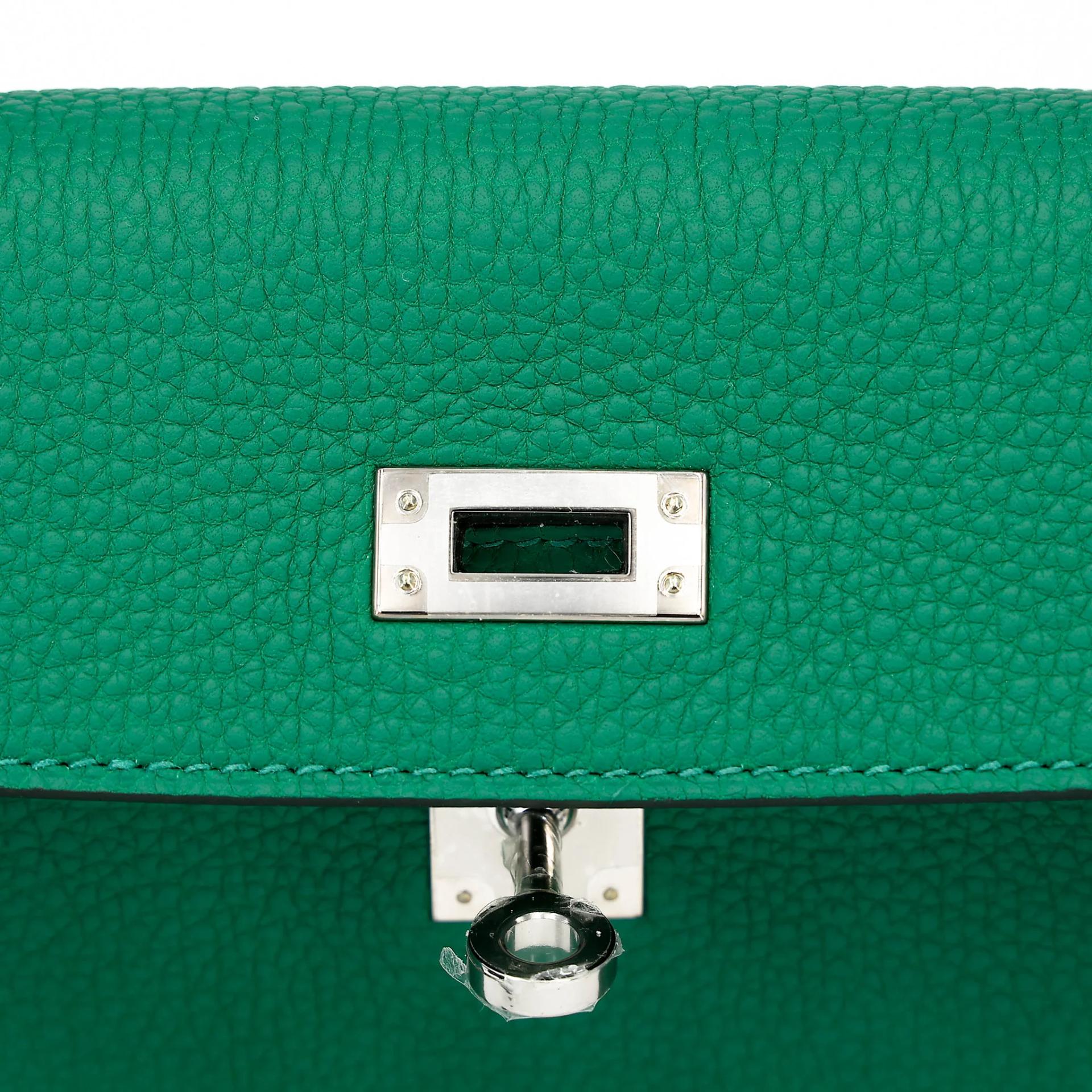 Unused ( Rank NS ) HERMÈS Kelly 25 Vert Vertigo (U4) Togo Palladium hardware B (2023) - 10