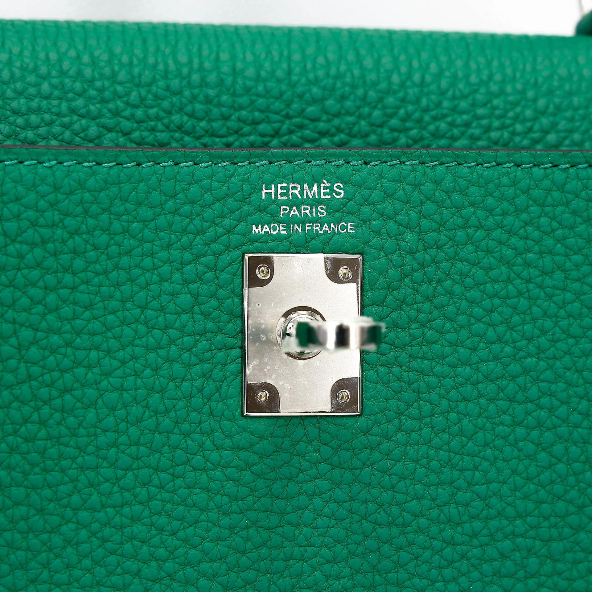 Unused ( Rank NS ) HERMÈS Kelly 25 Vert Vertigo (U4) Togo Palladium hardware B (2023) - 13