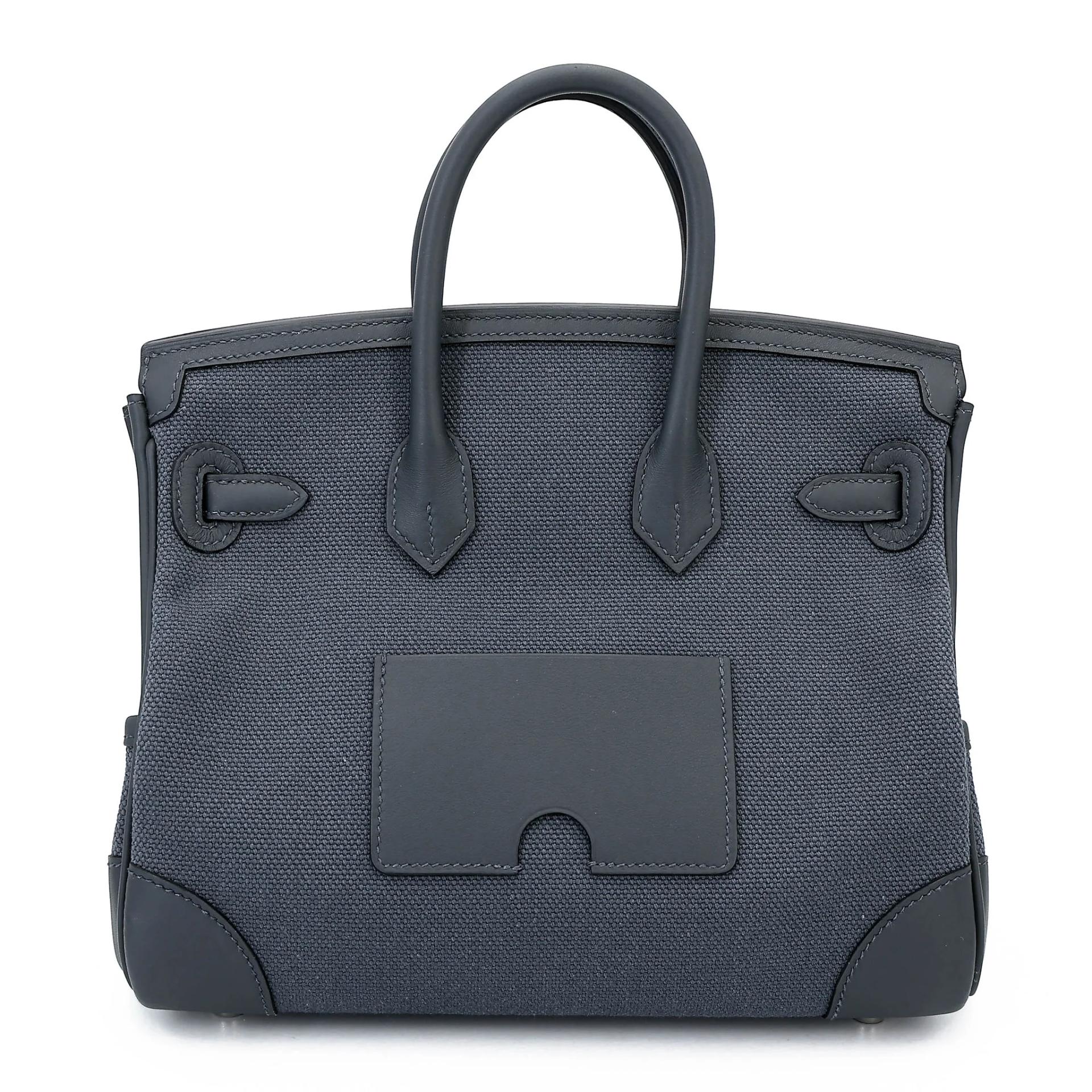 未使用保存品 HERMÈS 愛馬仕 限量收藏款 Birkin Cargo 25 H0 Gris misty 霧霾灰 Toile Goeland 帆布 Swift牛皮 銀扣 W刻 2024年 - 2