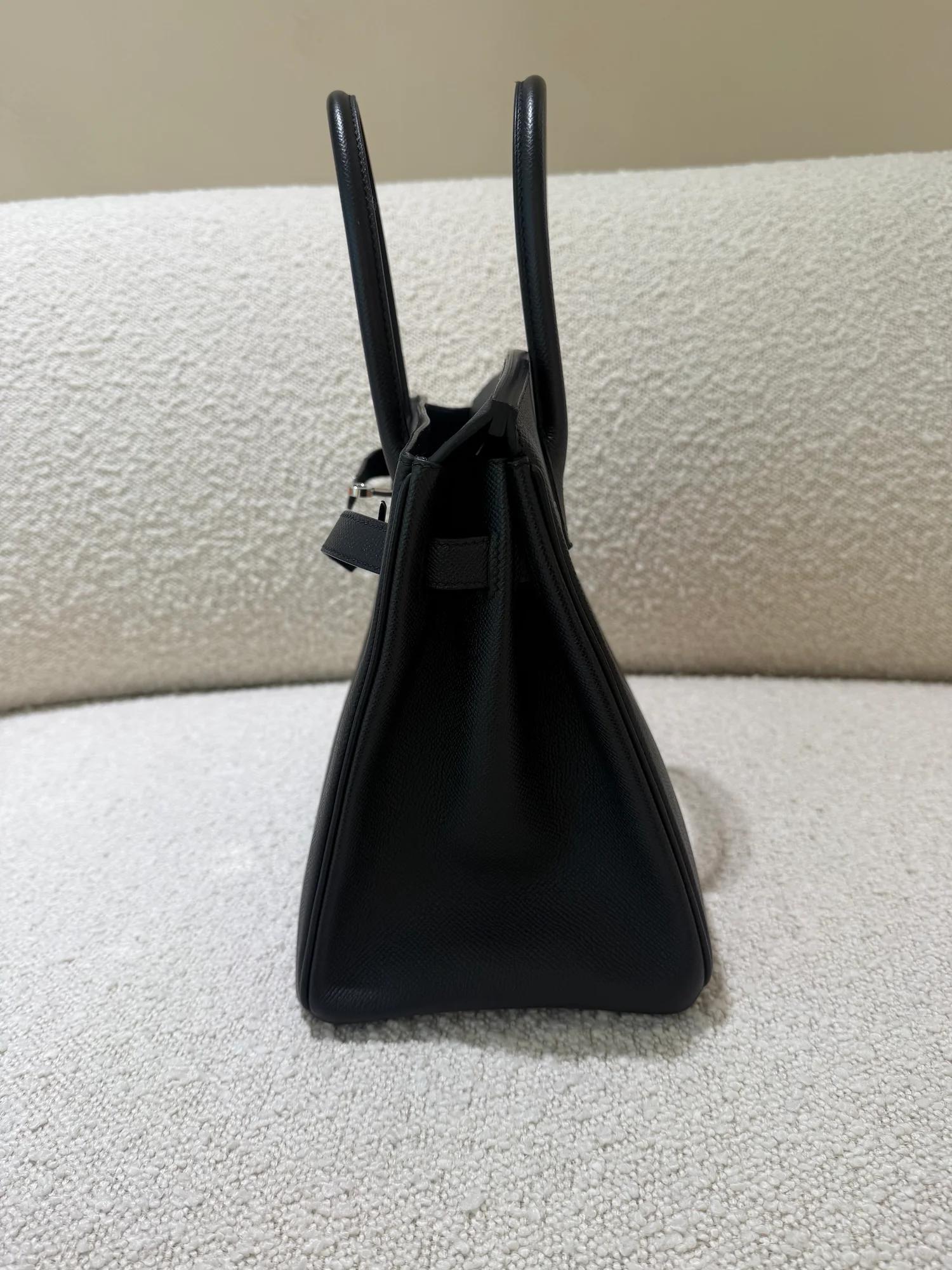 Very Good ( Rank A) HERMÈS Birkin 30 Noir (89) Epsom Palladium hardware U (2022) - 18