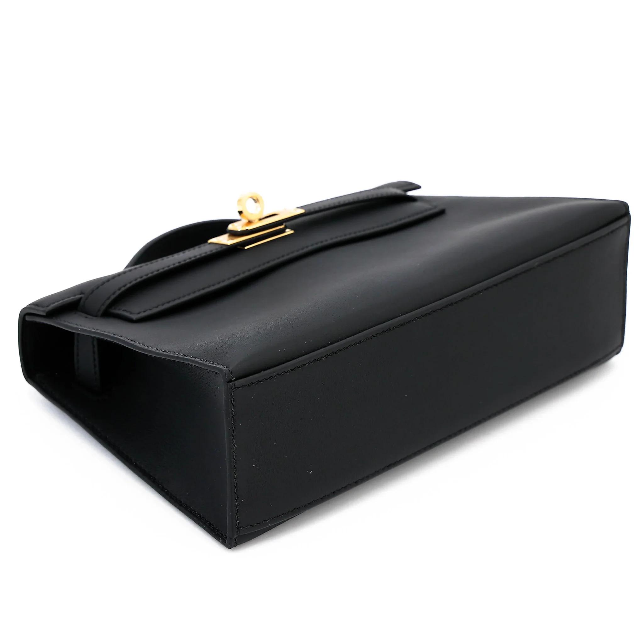 Brand New ( Rank N ) HERMÈS Kelly Pochette Noir (89) Swift Gold hardware K (2025) - 5