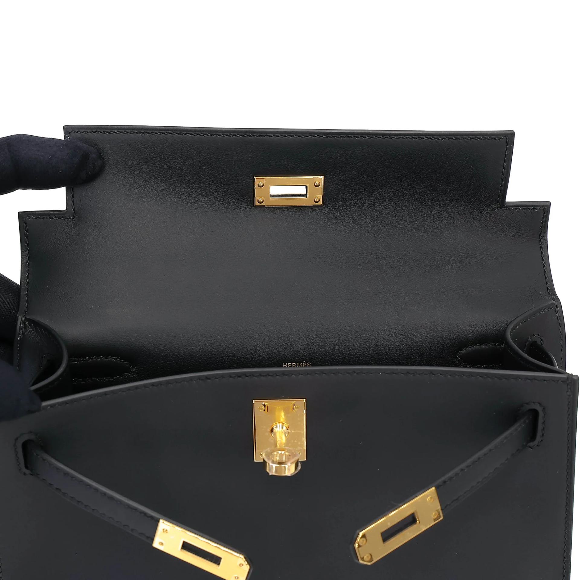 Brand New ( Rank N ) HERMÈS Kelly Pochette Noir (89) Swift Gold hardware K (2025) - 12